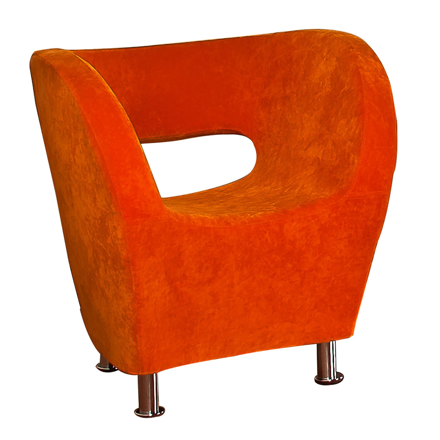 Salazar Modern Retro Orange Fabric Accent Chair with Stainless Steel Legs - furnishings