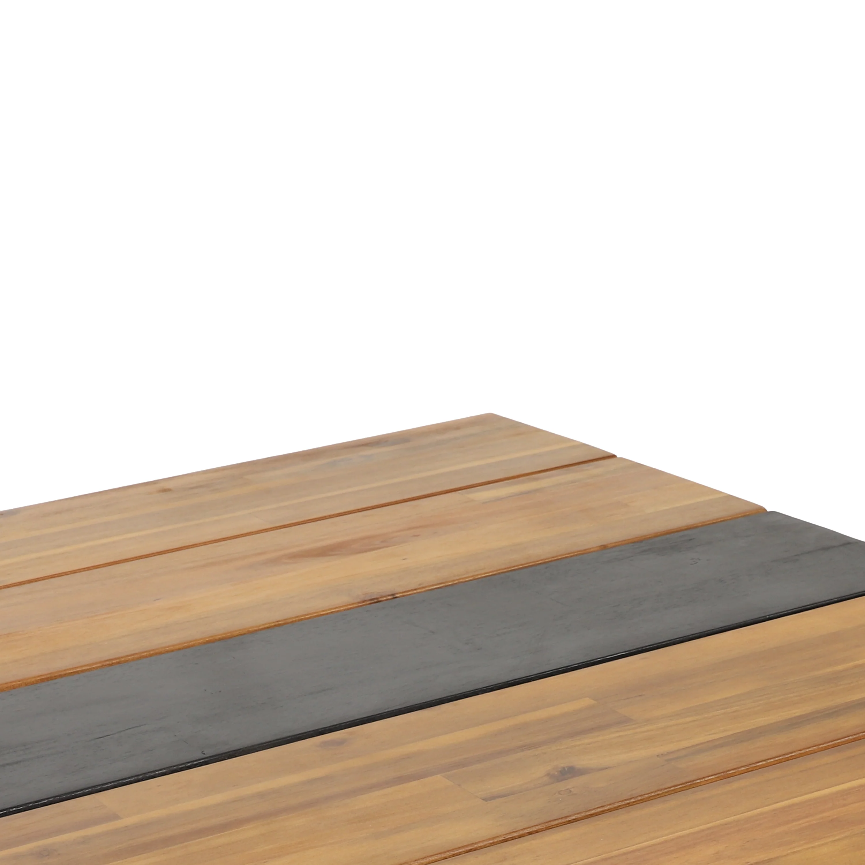 Colcord Outdoor Modern Industrial Acacia Wood 3 Piece Picnic Set, Teak and Black - furnishings