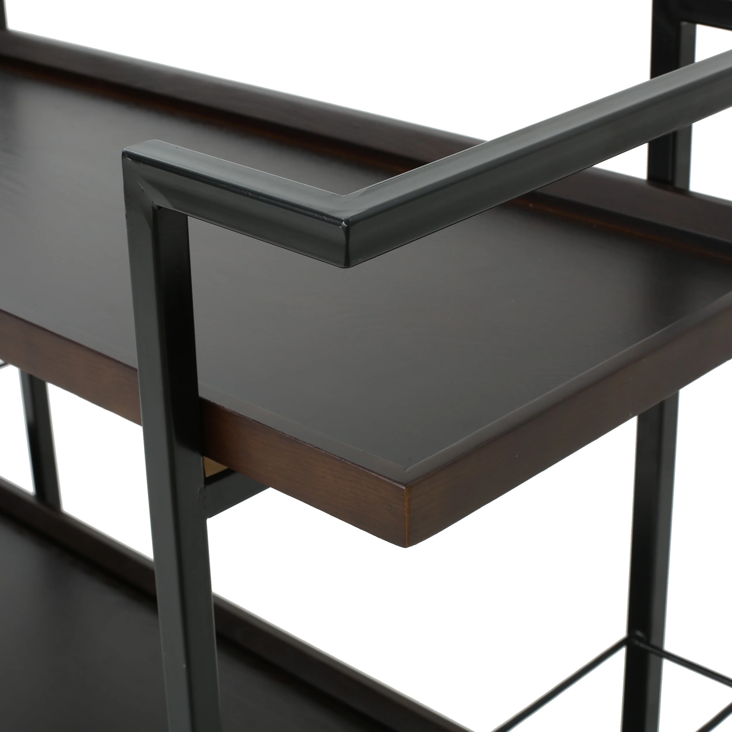 Gerard Modern Industrial Two Shelf Wood Finished Bar Cart with Rolling Casters - furnishings