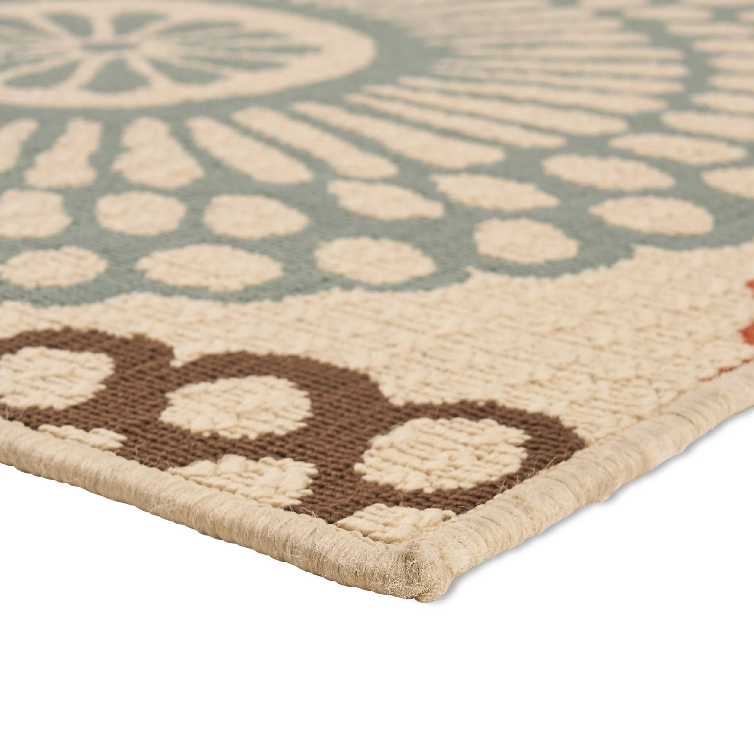 Pine Indoor/Outdoor Floral Area Rug, Beige and Multicolored - furnishings