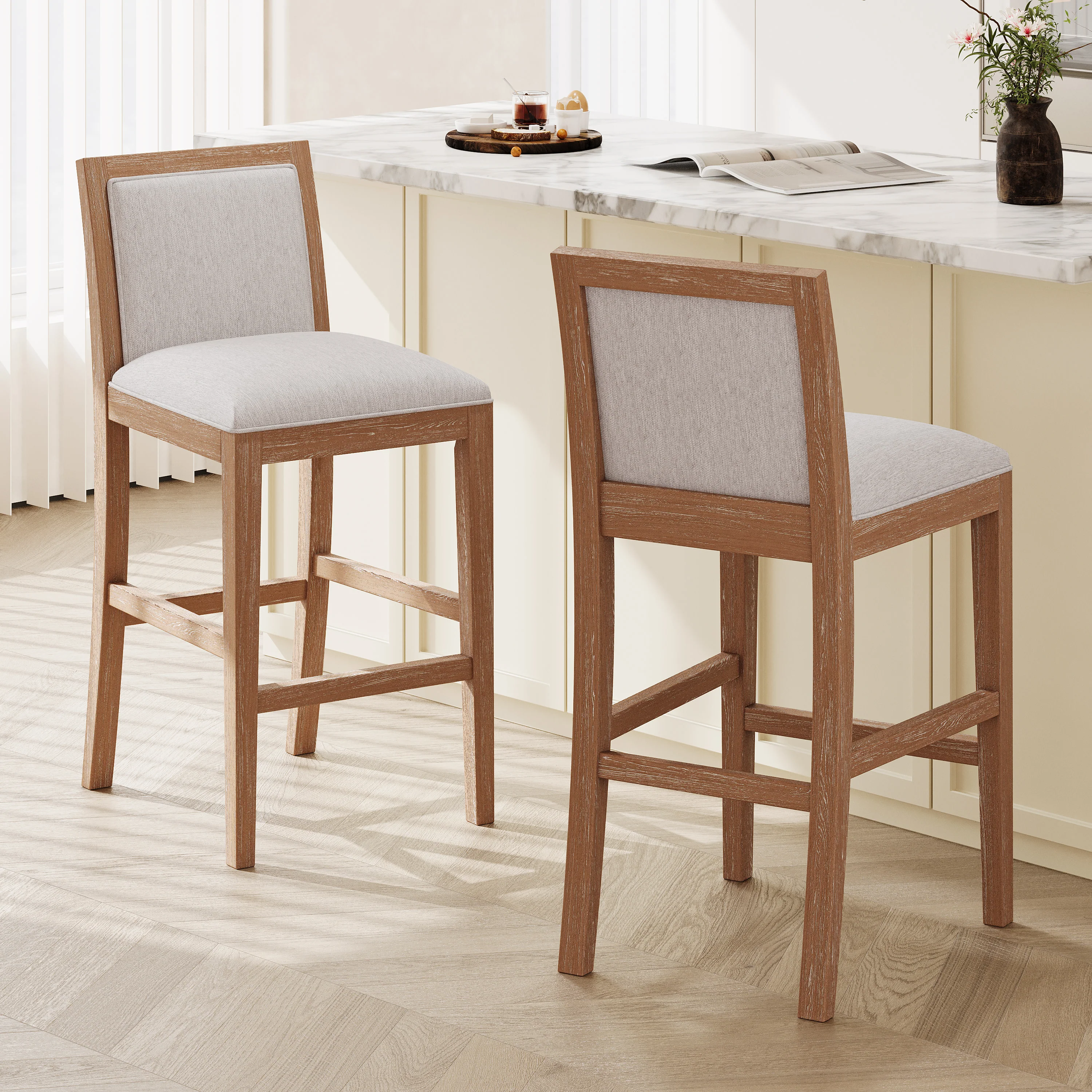Sagea Modern Upholstered Counter Stools with Cushioned Seat and Back - furnishings