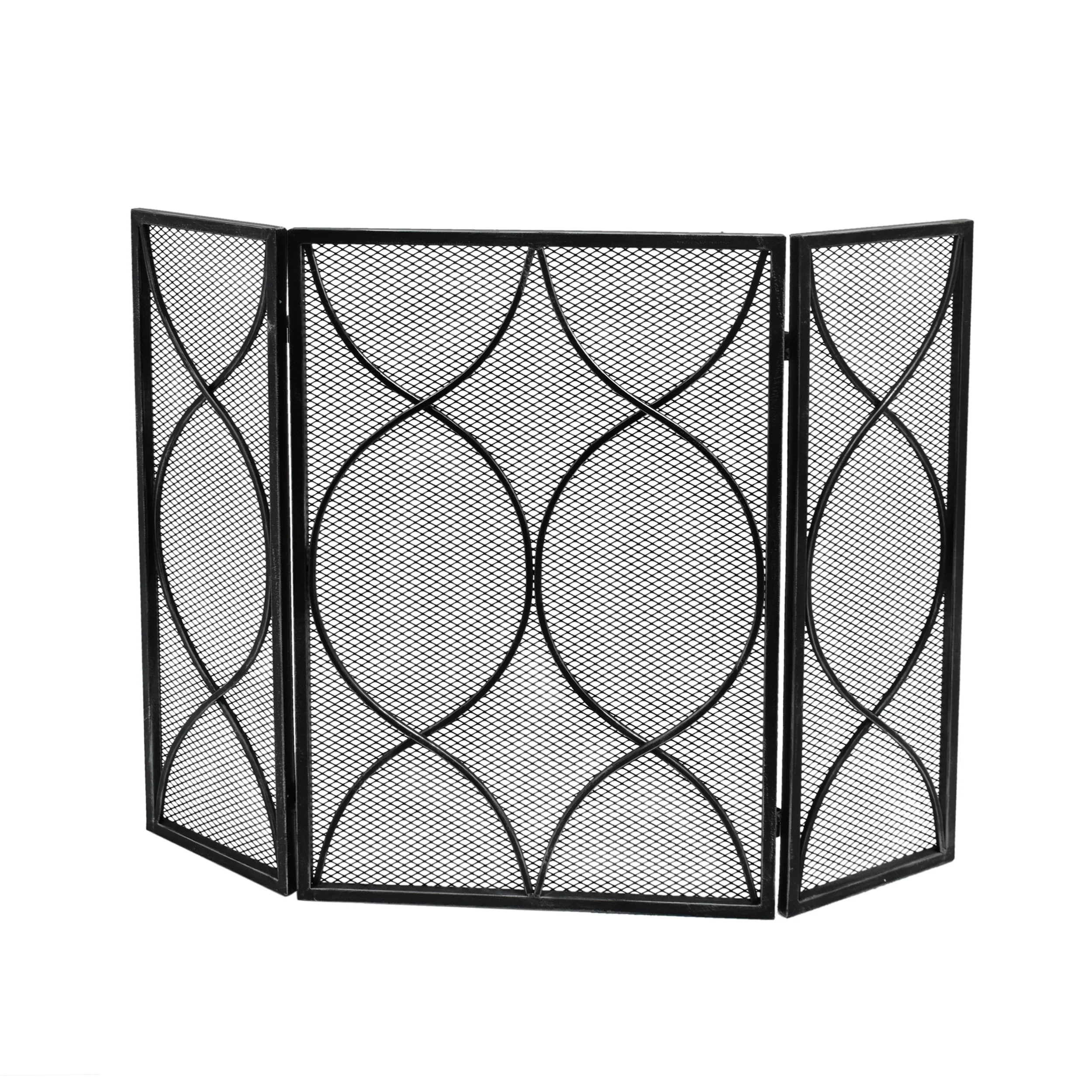 Laylah Modern Three Panel Iron Firescreen - furnishings