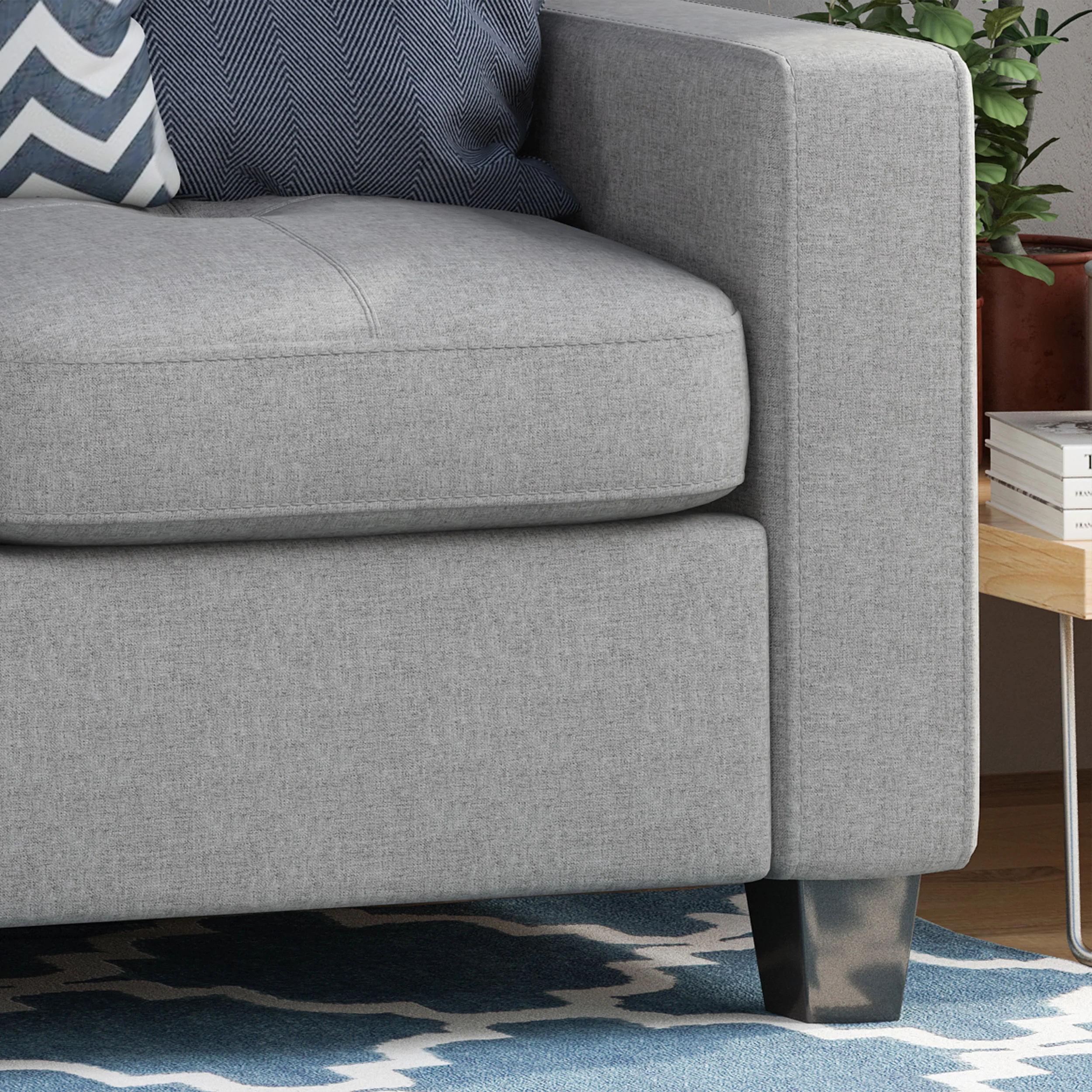 Viviana Three Seater Sofa with Wood Legs - furnishings
