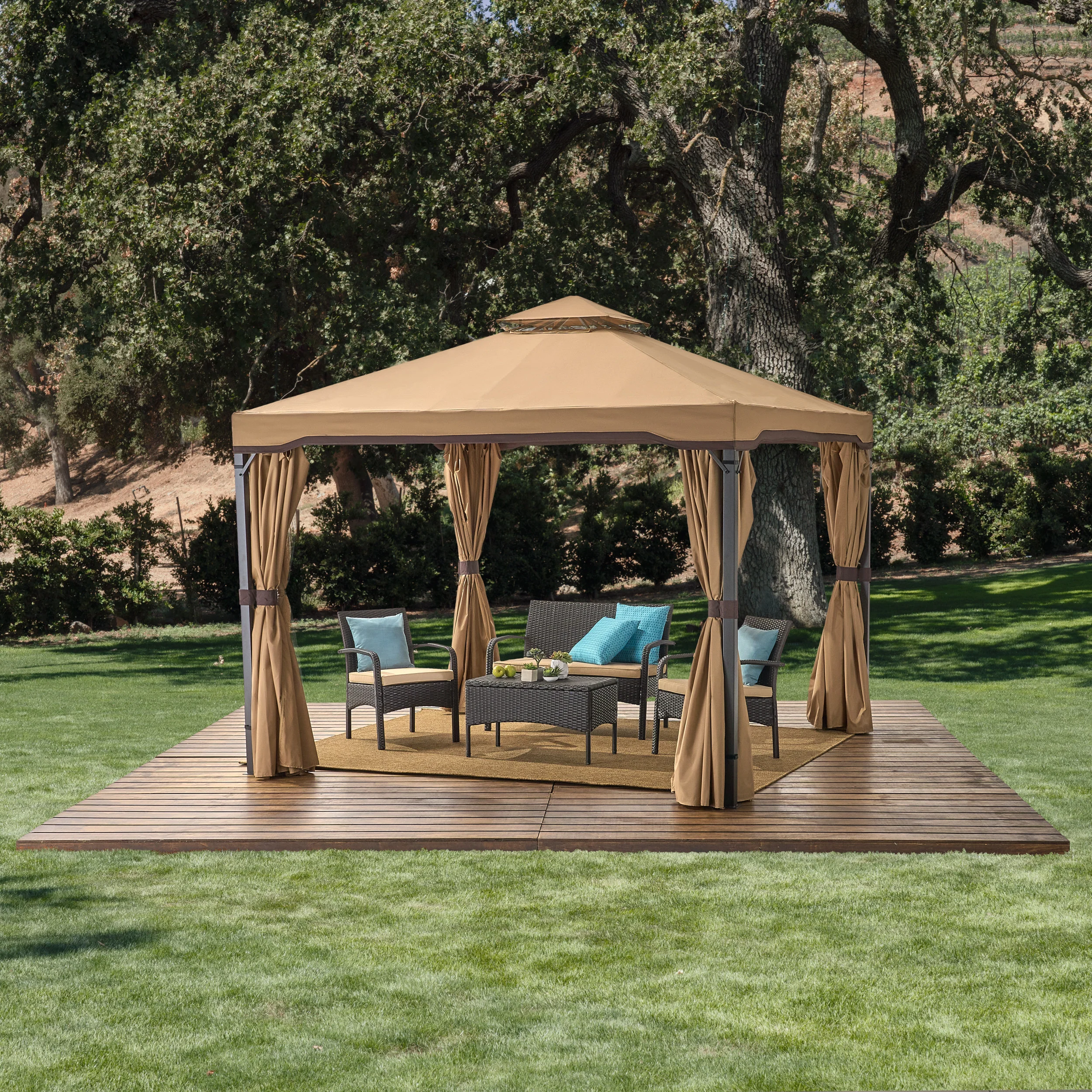 Sonoma Outdoor Curtains With Mosquito Netting 10 x 10 Foot Gazebo - furnishings