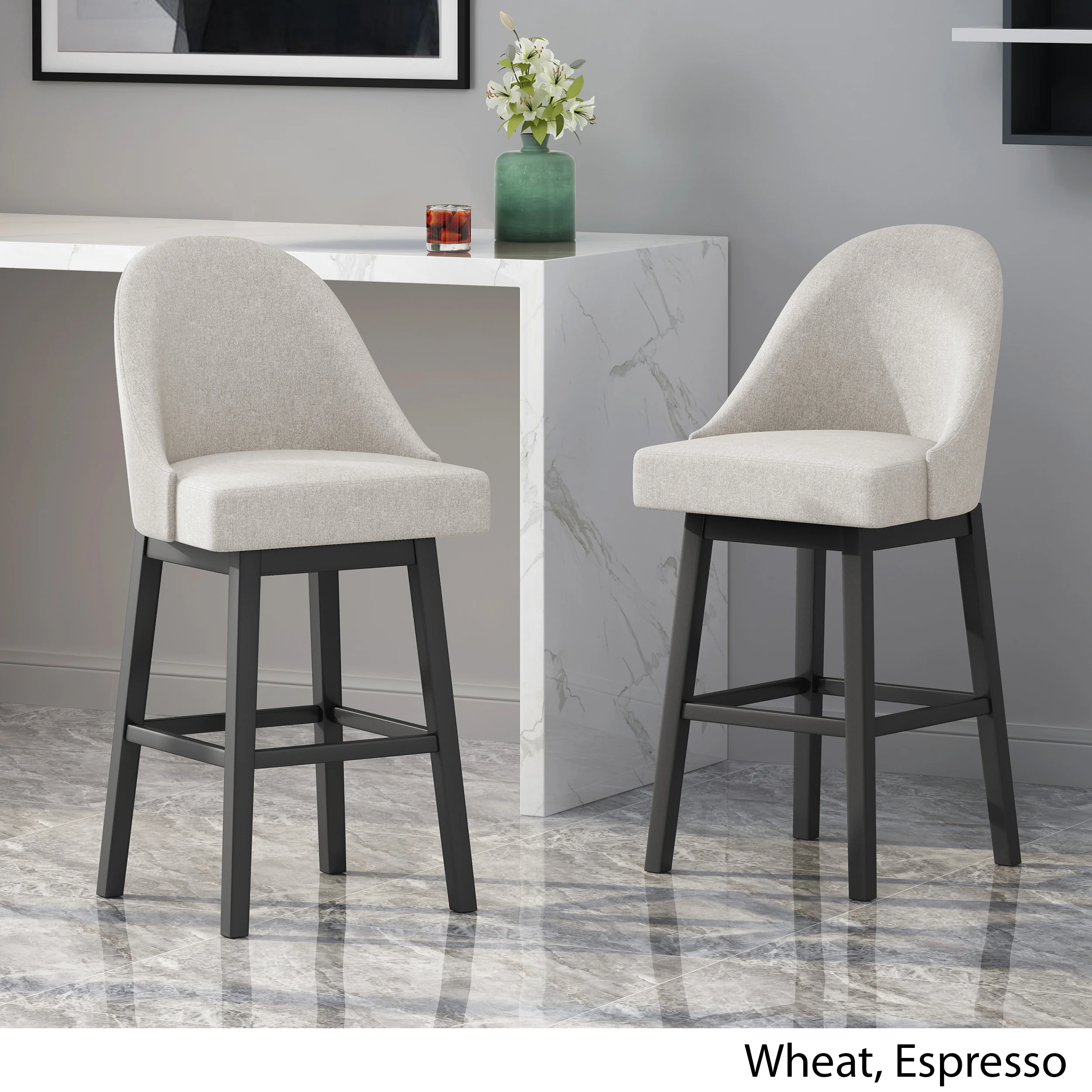 Andriel Modern Upholstered Swivel Bar Stool - furnishings