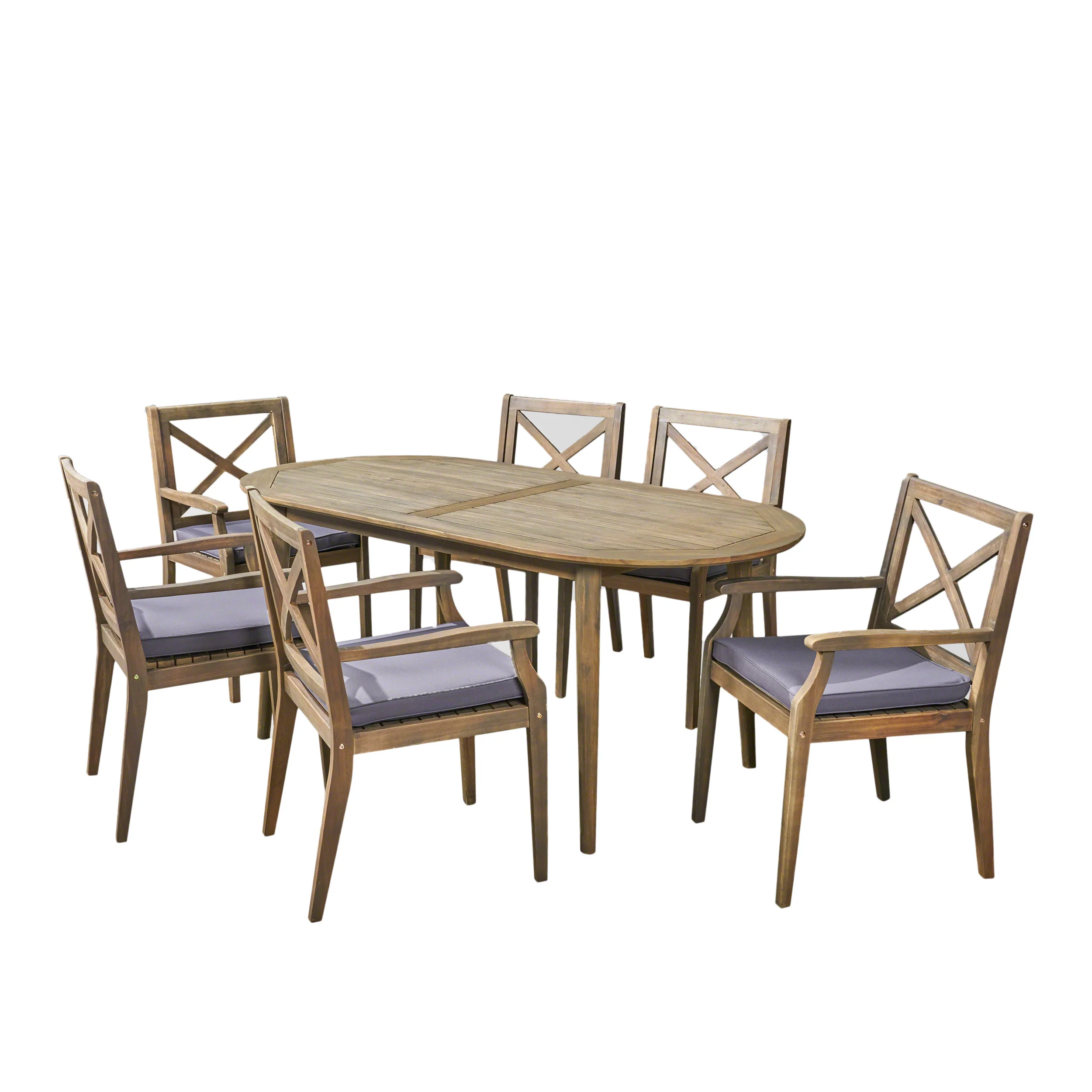 Byrd Outdoor 7 Piece Acacia Wood Dining Set - furnishings