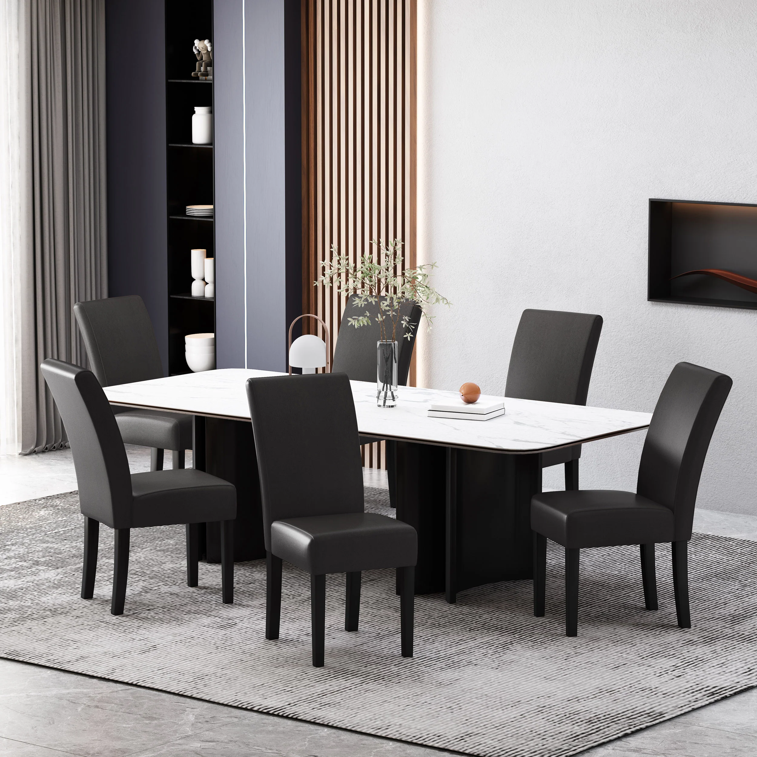 Thurber Contemporary Upholstered Dining Chairs, Set of 6 - furnishings