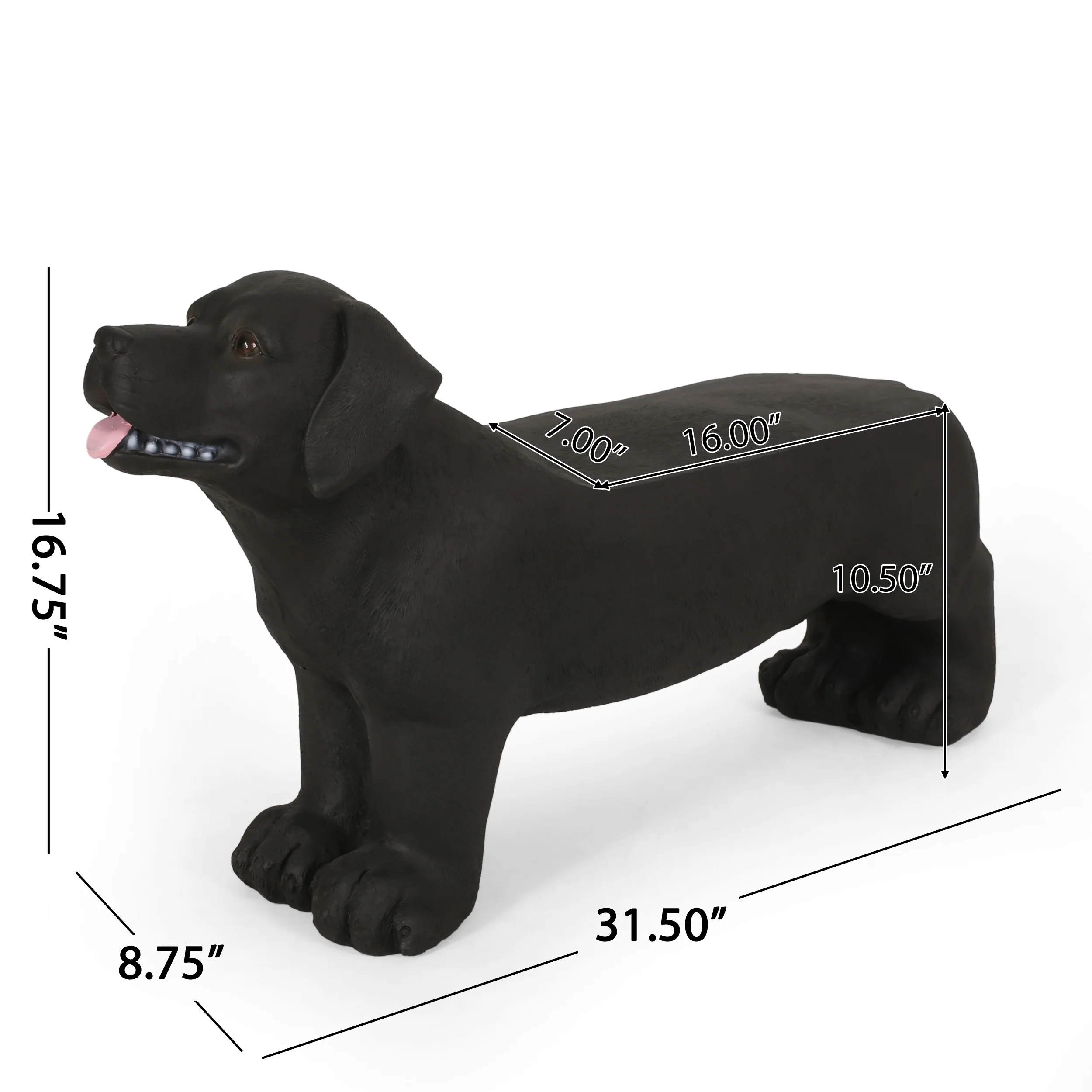 Cullimore Outdoor Labrador Dog Garden Bench, Matte Black - furnishings