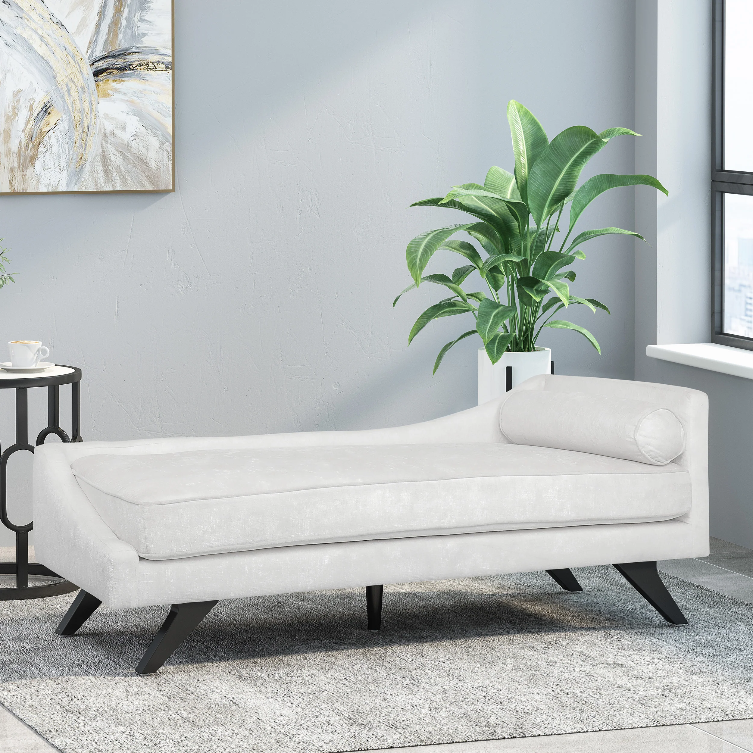 Alphonso Mid-Century Modern Fabric Chaise Lounge - furnishings