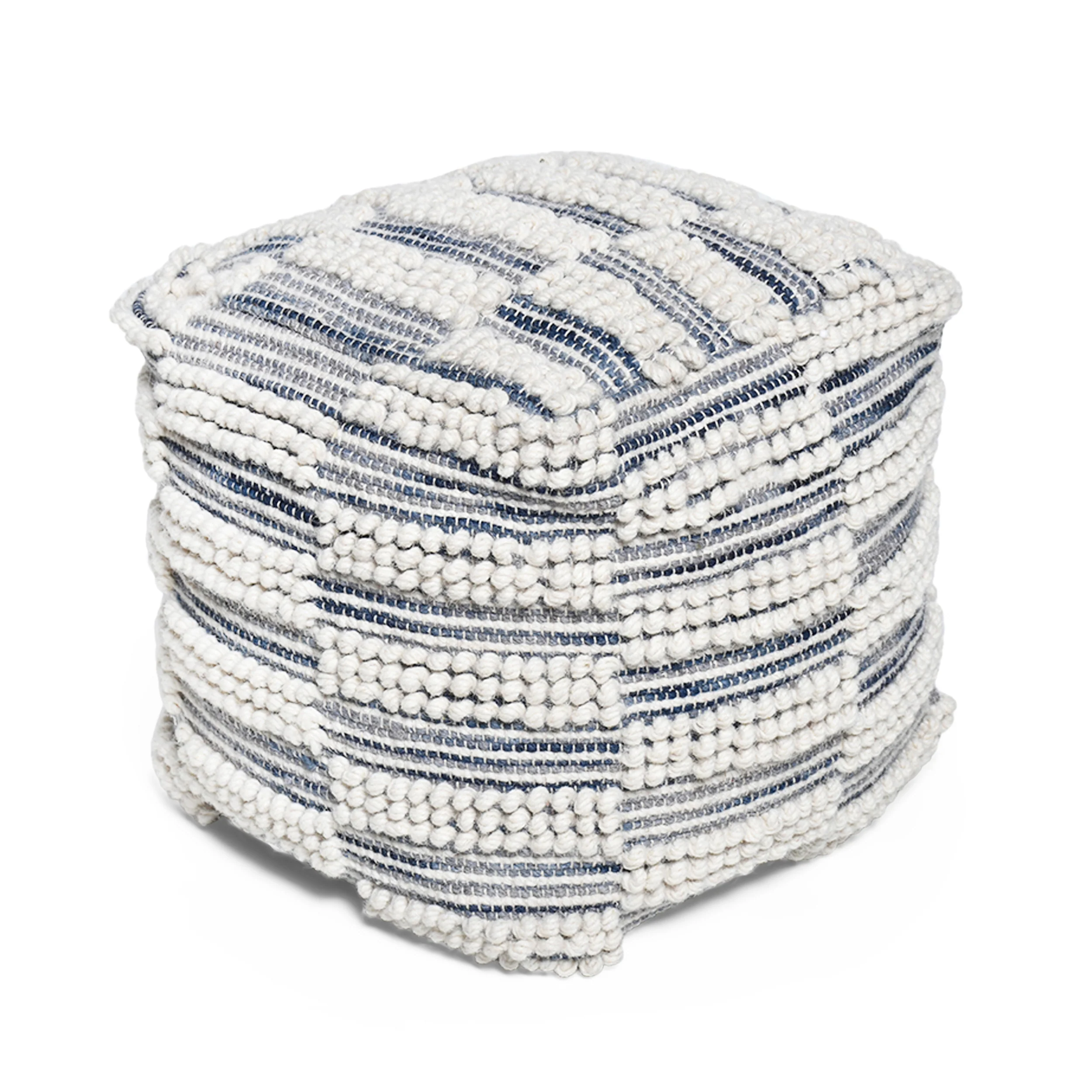 Taz Contemporary Handcrafted Fabric Cube Pouf - furnishings