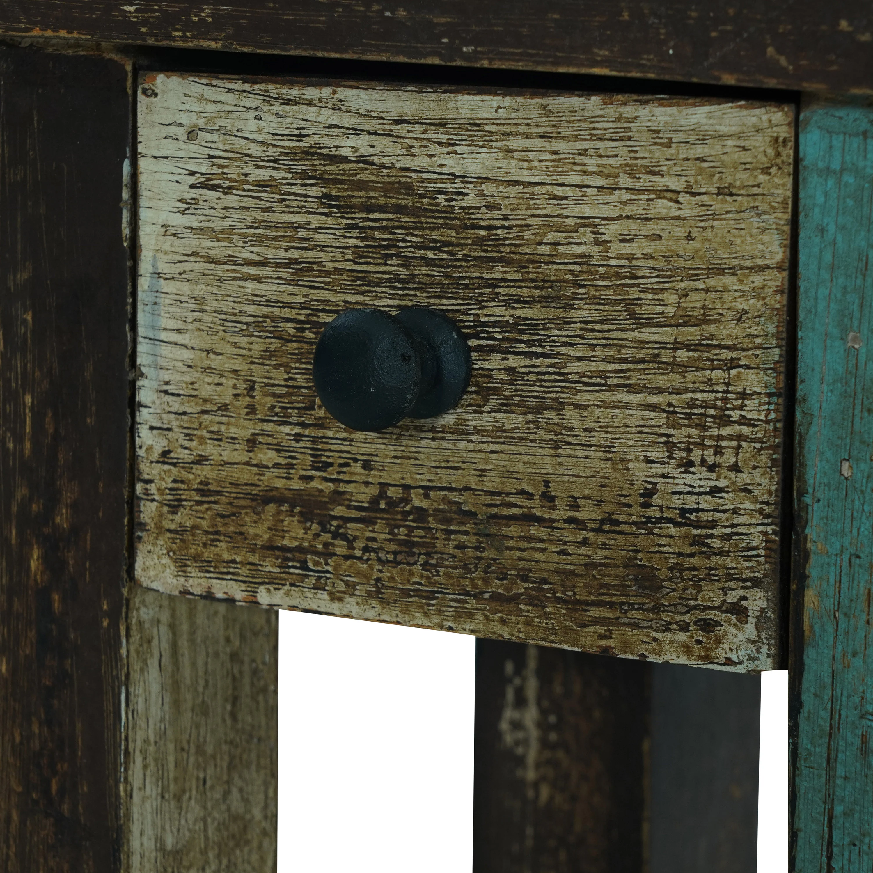 Tracey Boho Handmade Distressed Mango Wood Tall Side Table, Multicolored - furnishings