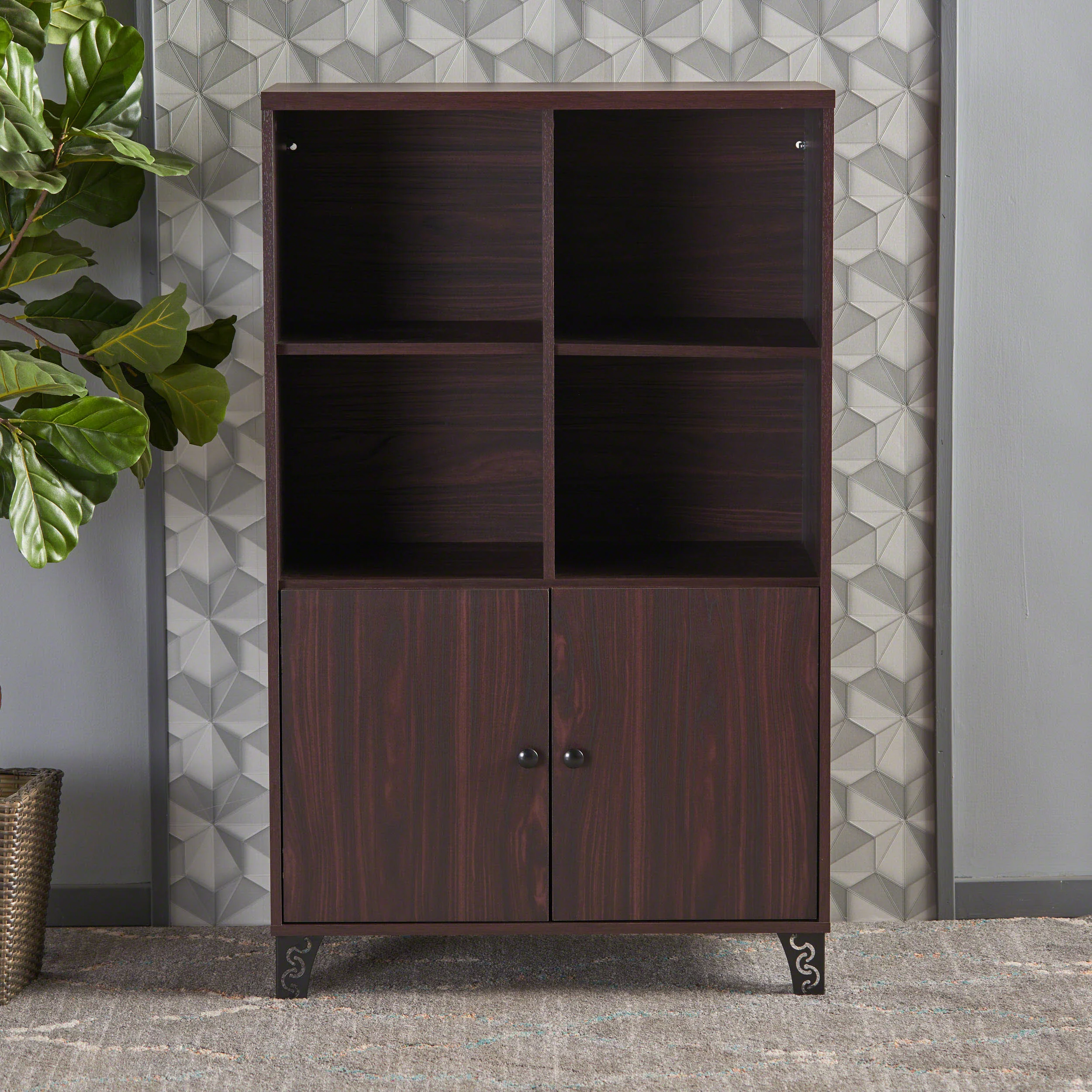 Justina Mid Century Modern Shelf Cabinet - furnishings