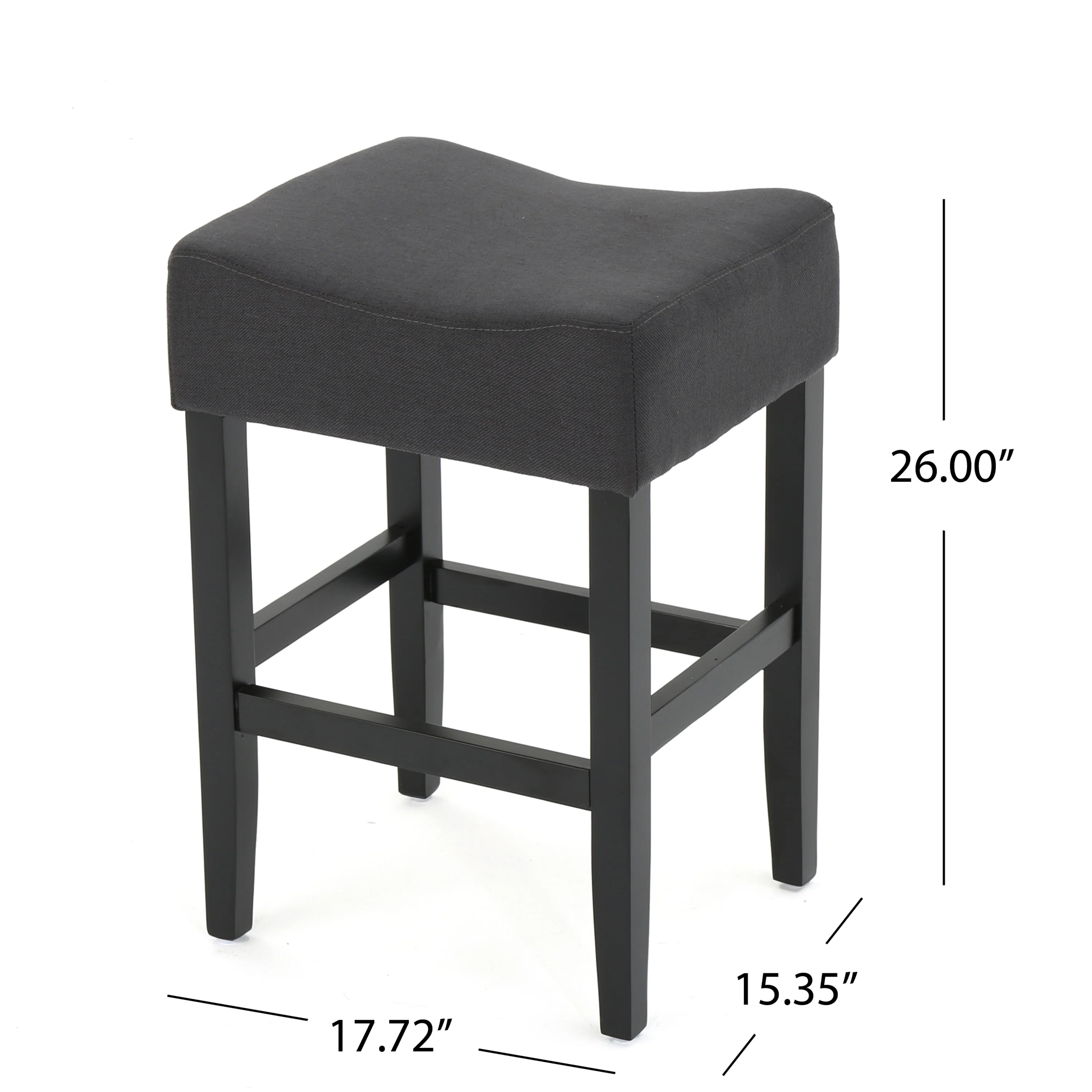 Portofino 26-Inch Backless Dark Charcoal Fabric Counter Stools (Set of 2) - furnishings