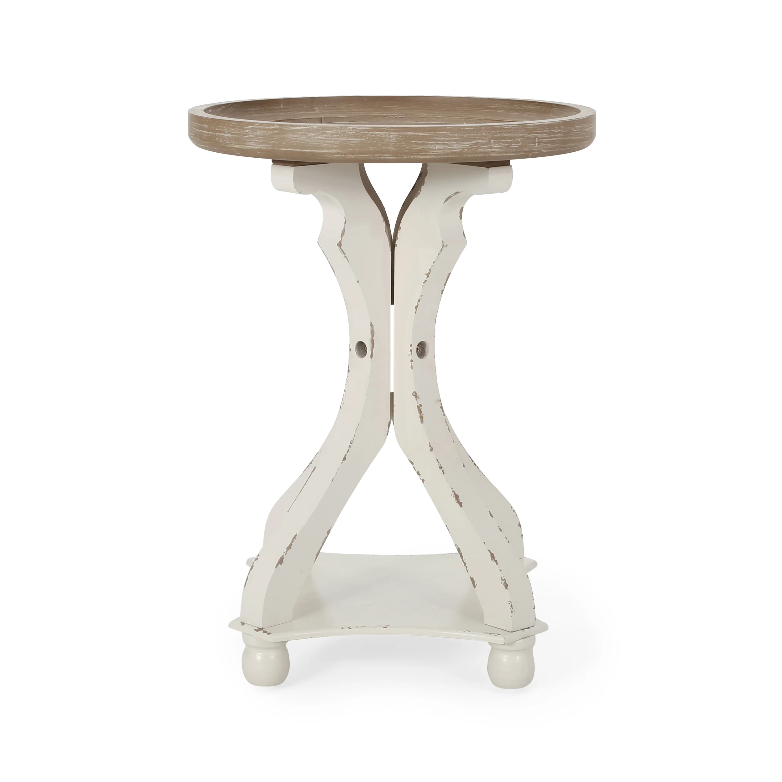 Ihana French Country Wooden Accent Table with Round Top - furnishings