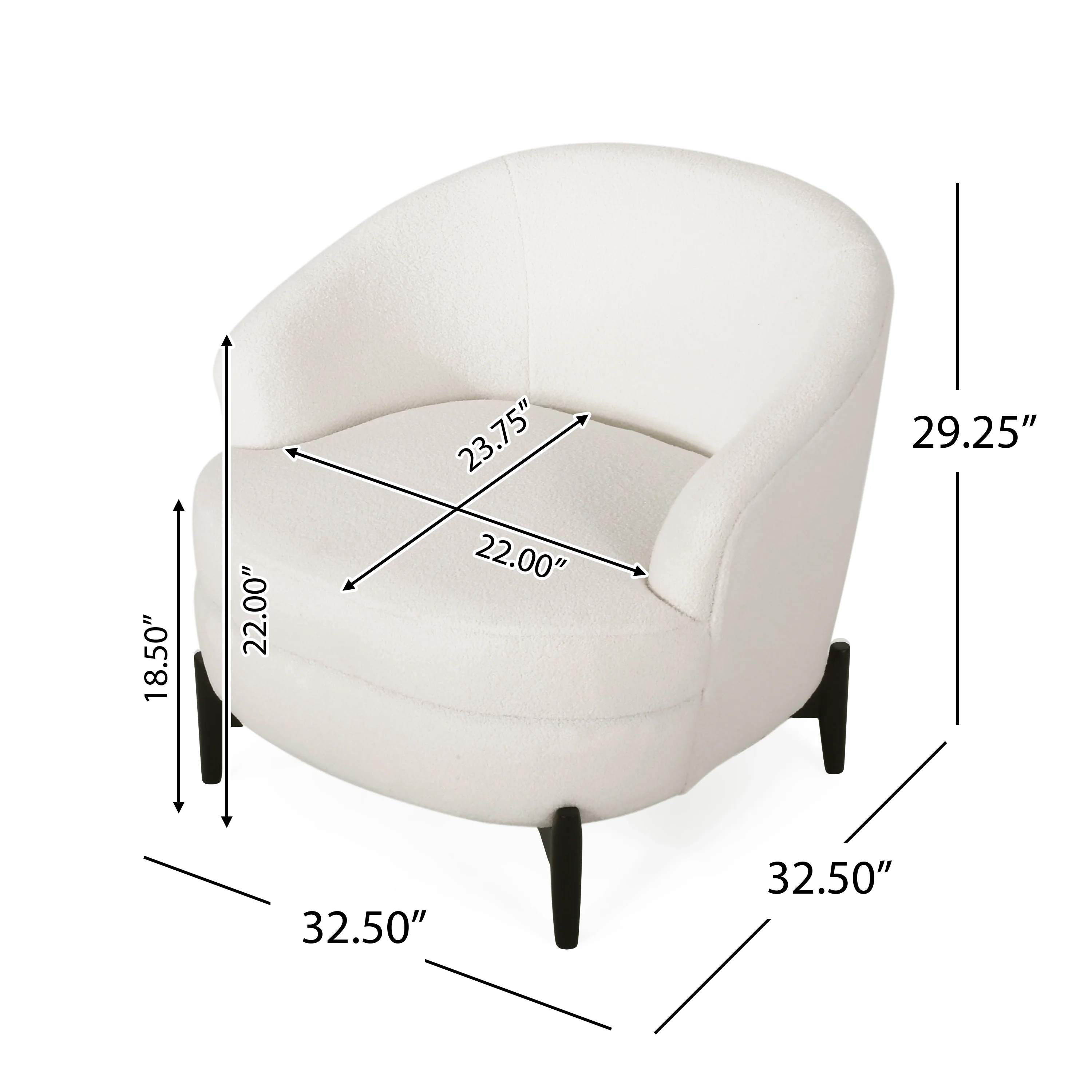 Anaura Contemporary Boucle Upholstered Club Chair - furnishings