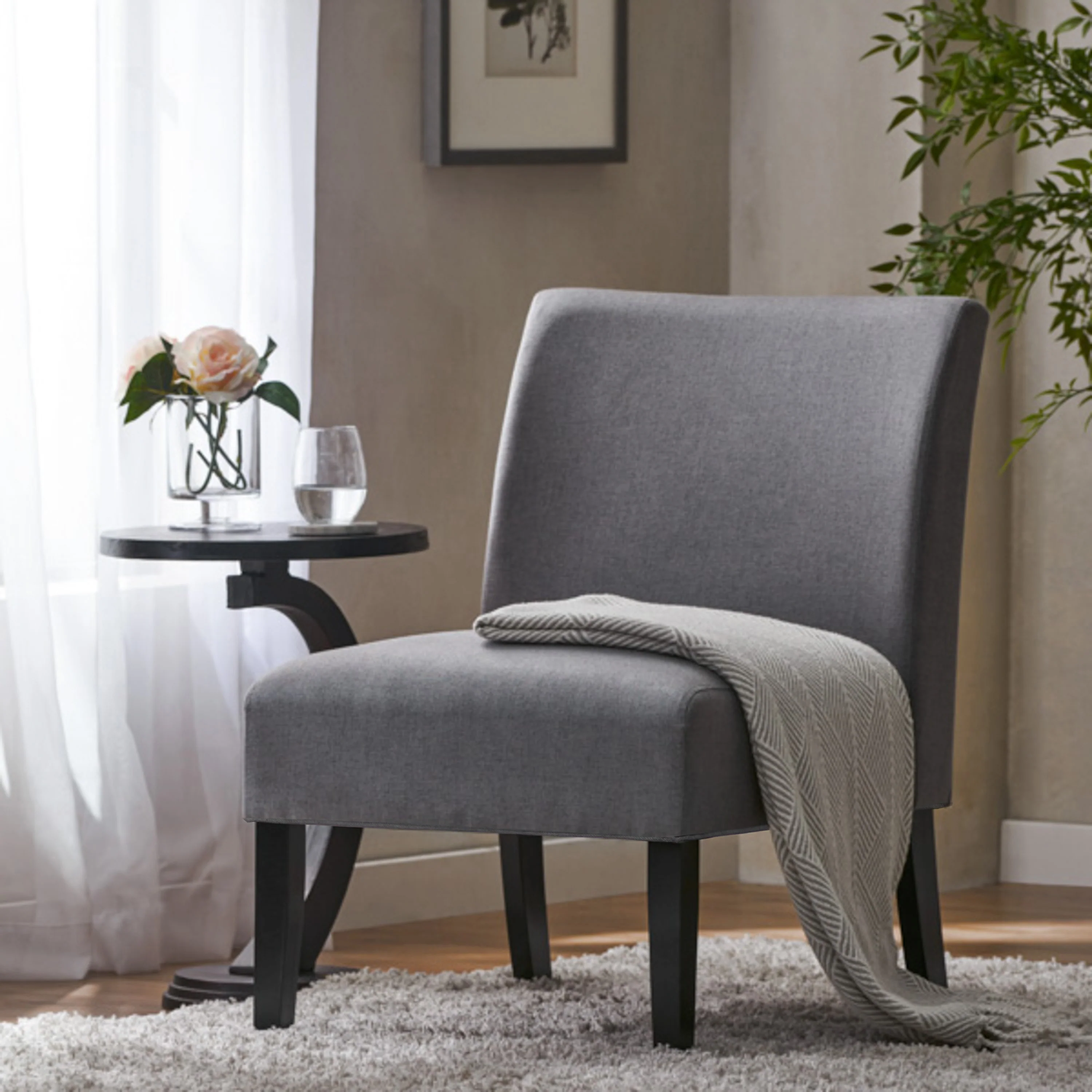 Kendal Contemporary Fabric Slipper Accent Chair - furnishings