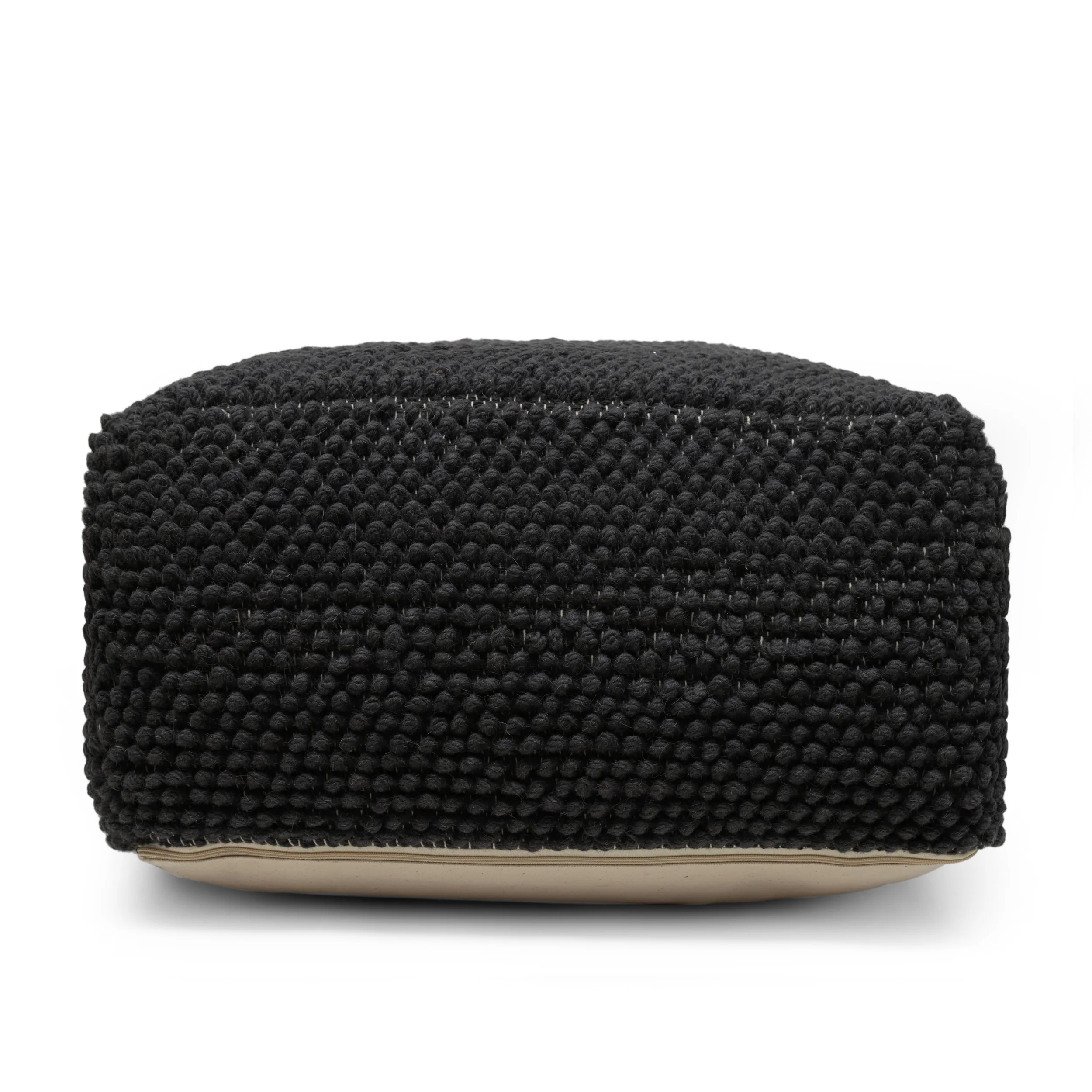 Wilsey Boho Handcrafted Tufted Fabric Square Pouf - furnishings