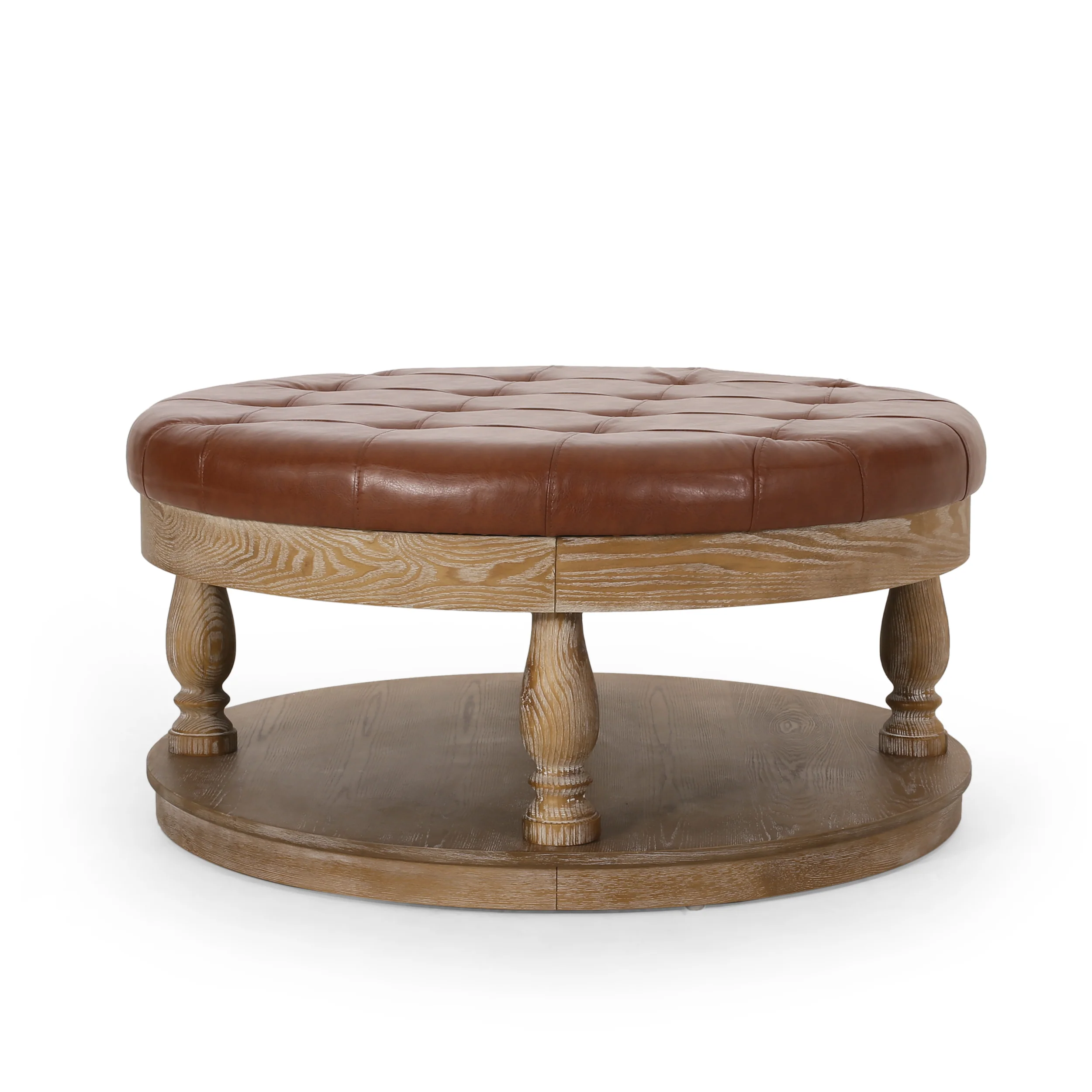 Andrue Contemporary Upholstered Round Ottoman - furnishings
