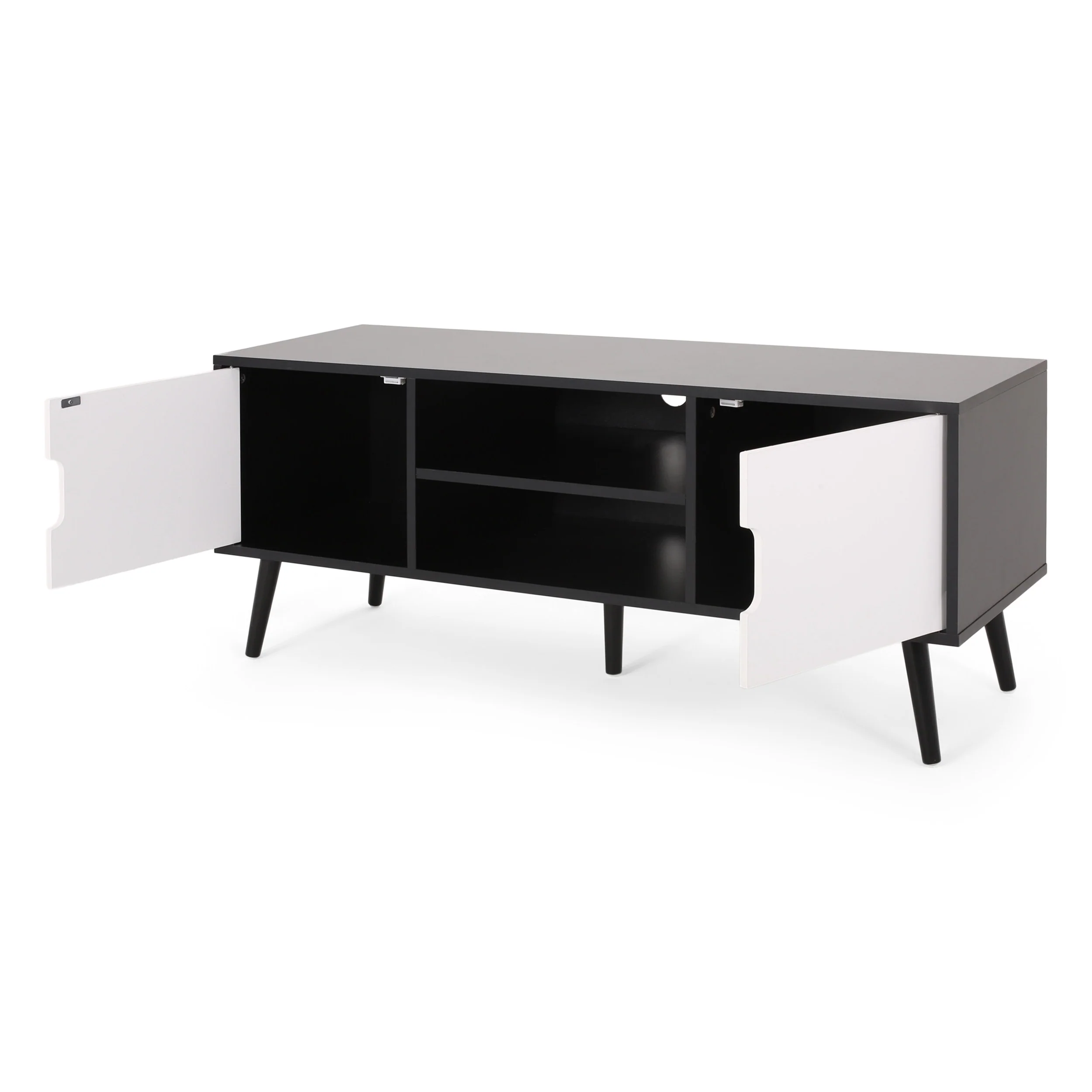 Aaditya Mid Century Modern 2 Cabinets & Shelves TV Stand - furnishings