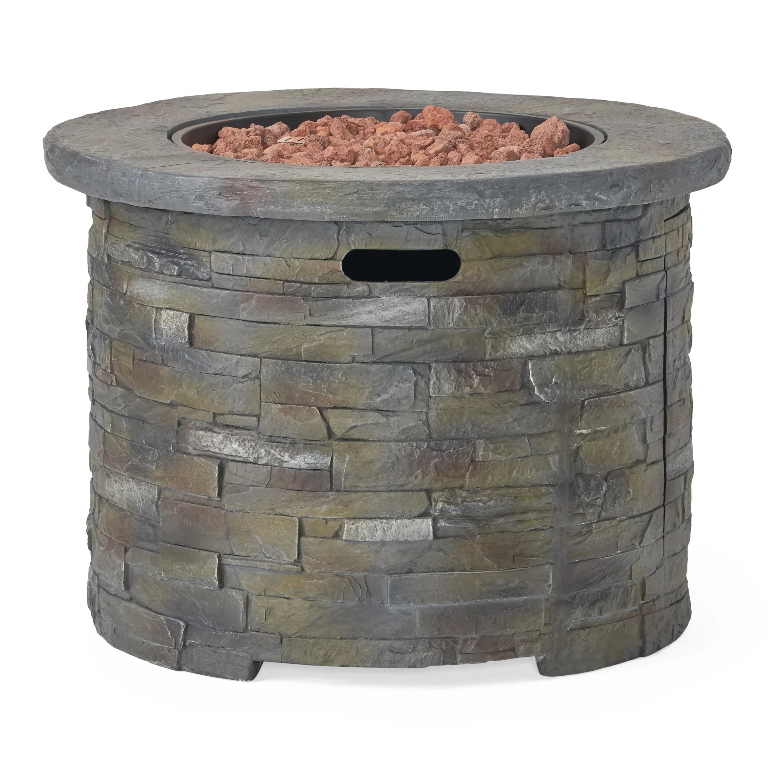 Arlana Outdoor 40,000 BTU Lightweight Concrete Circular Fire Pit - furnishings