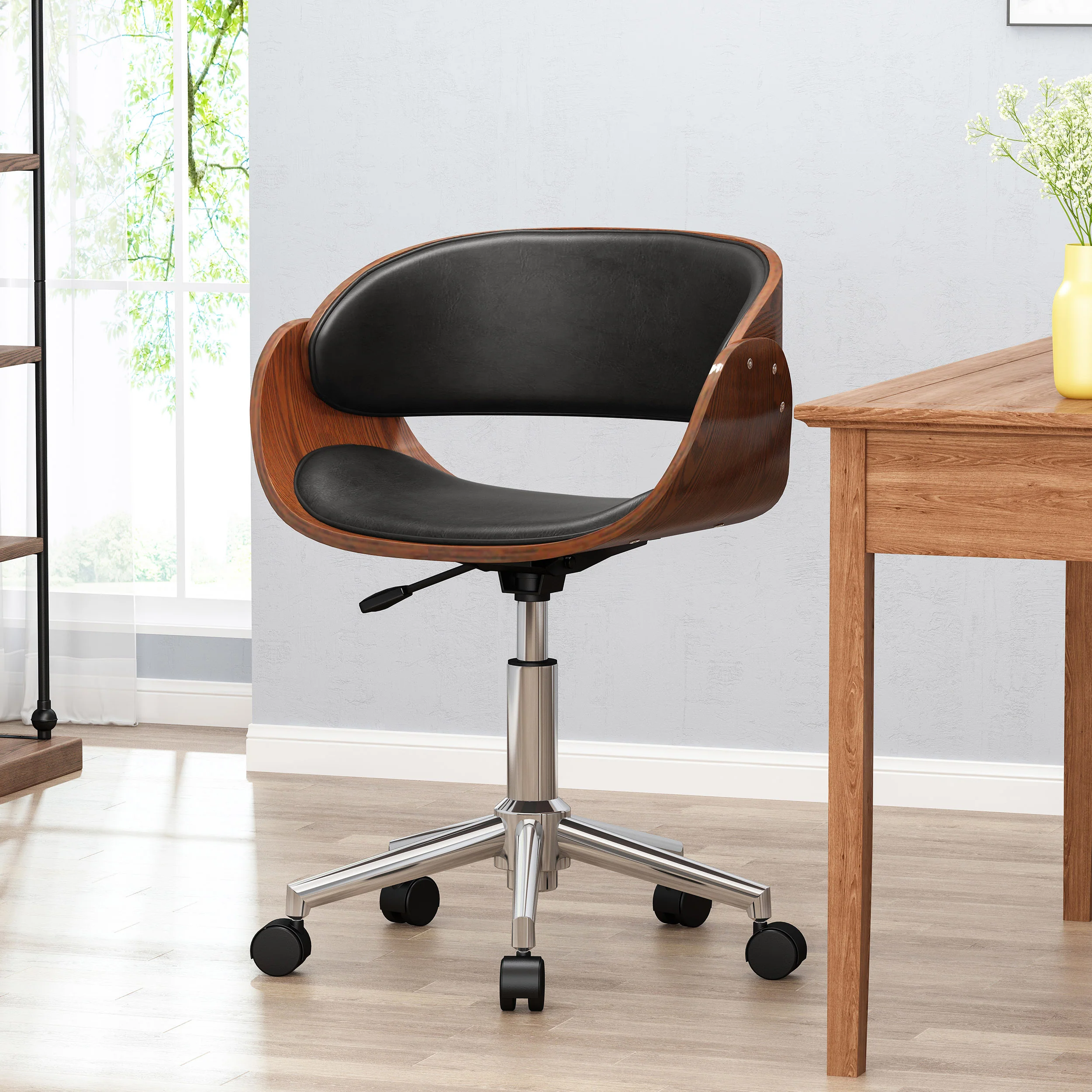 Stillmore Mid-Century Modern Upholstered Swivel Office Chair - furnishings