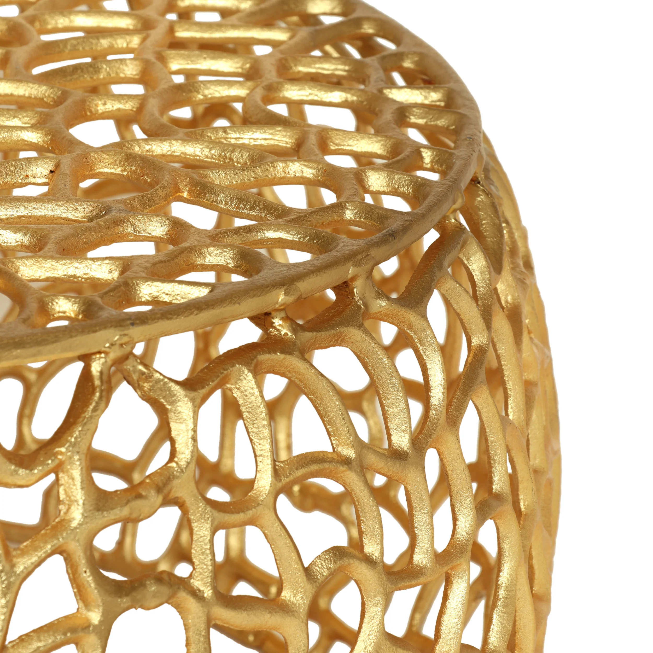 Aaleyah Modern Aluminum Mesh Coffee Table, Gold - furnishings