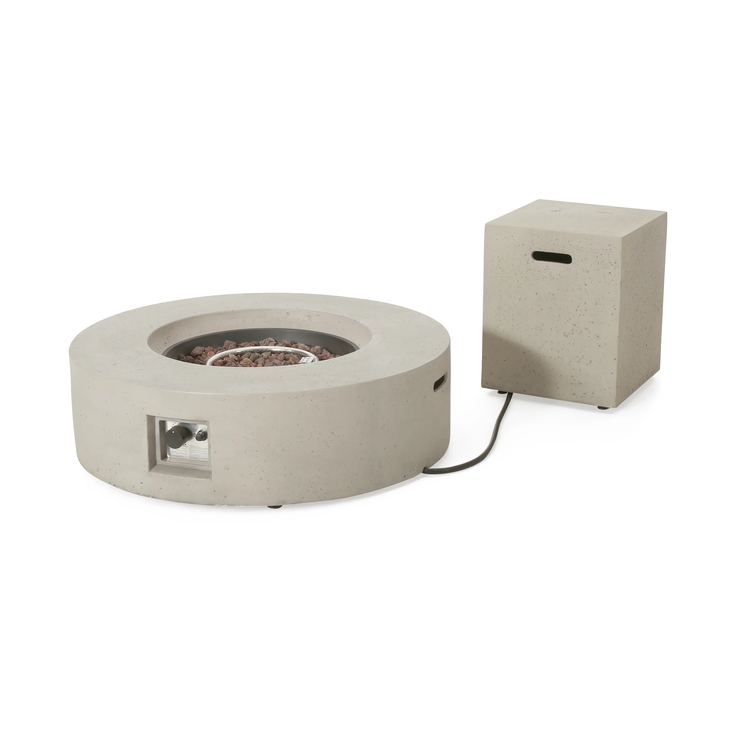 Hearth Circular 50K BTU Outdoor Gas Fire Pit Table with Tank Holder - furnishings