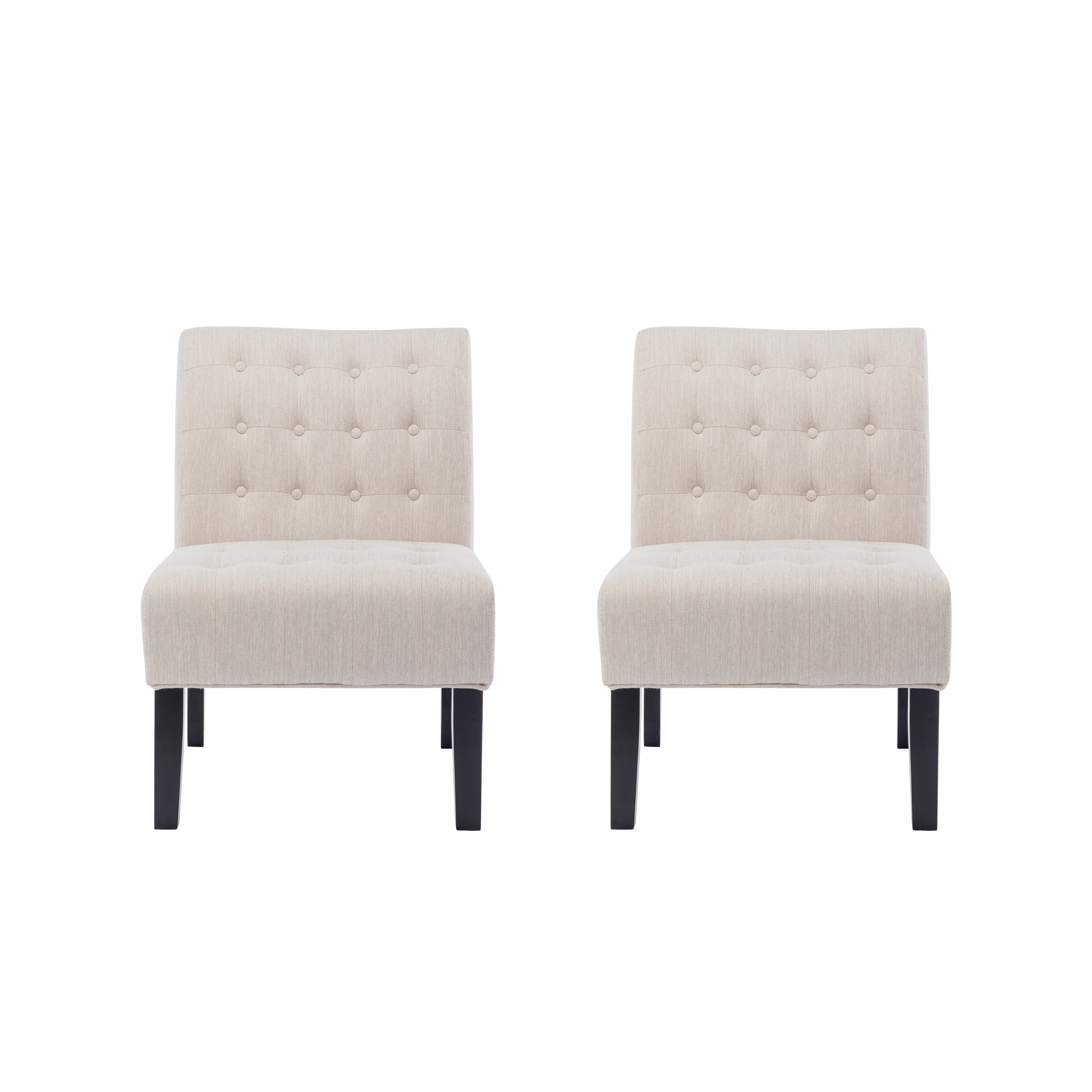 Mulligan Contemporary Fabric Tufted Slipper Chairs, Set of 2 - furnishings