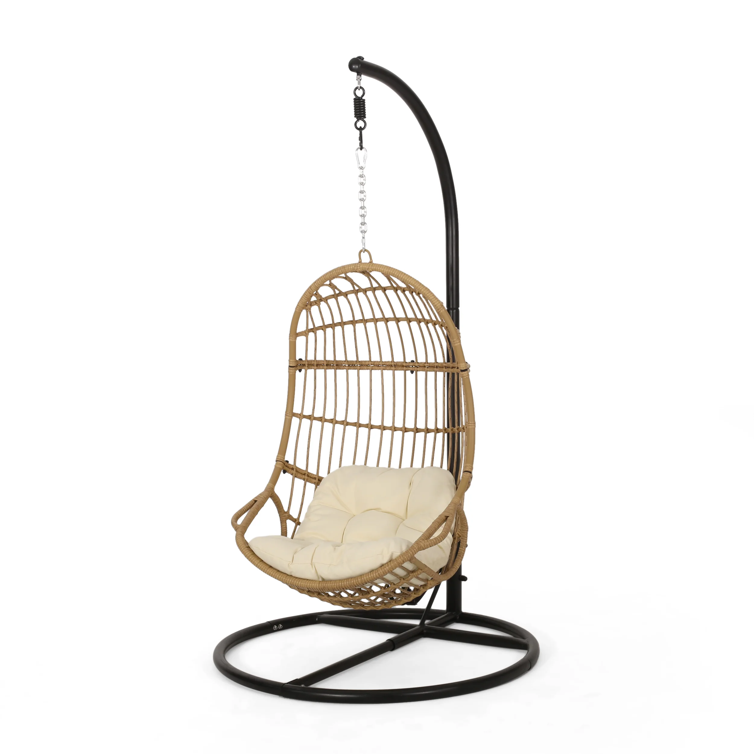 Perry Outdoor Wicker Hanging Nest Chair with Stand - furnishings