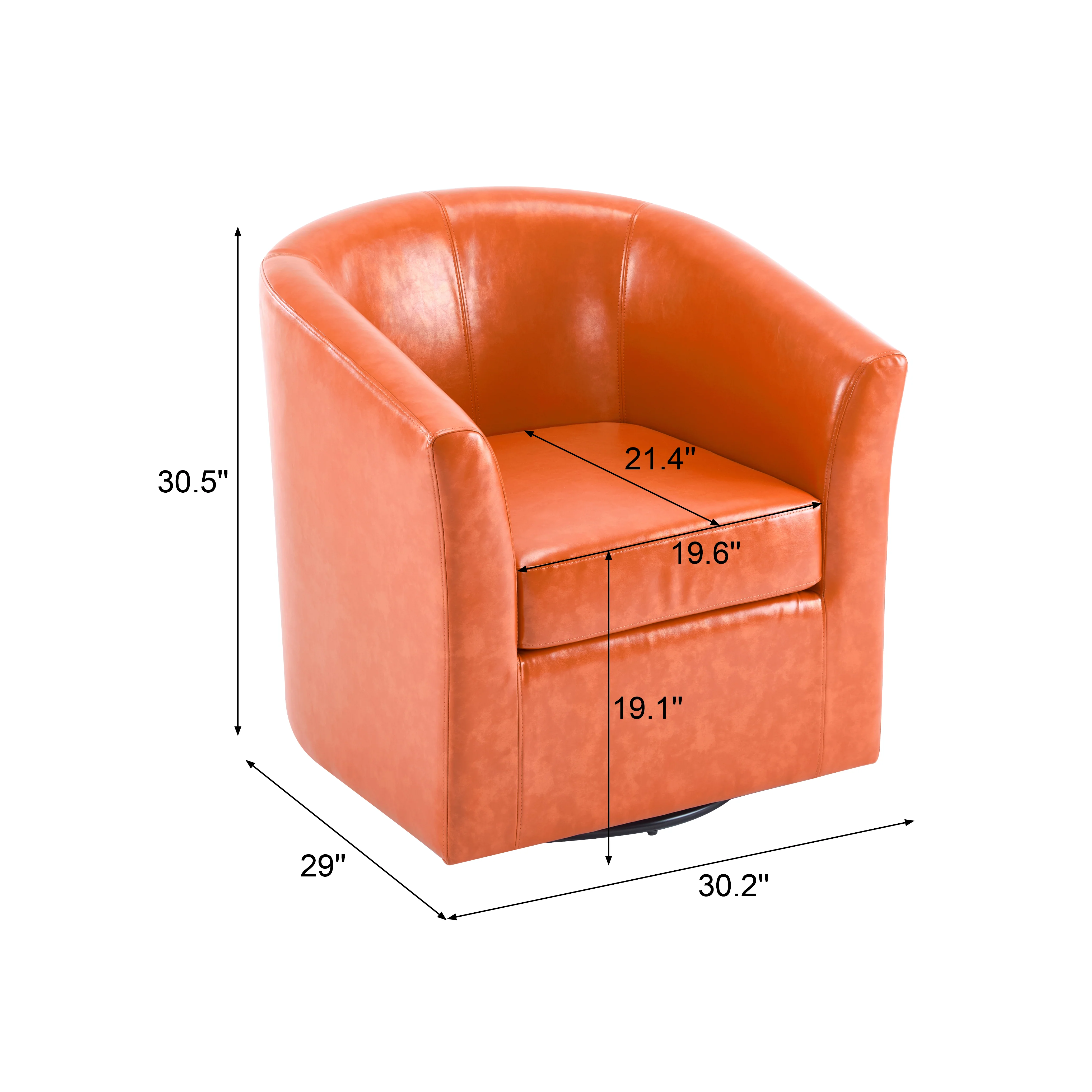 Jackson Orange Faux Leather Swivel Club Chair - furnishings