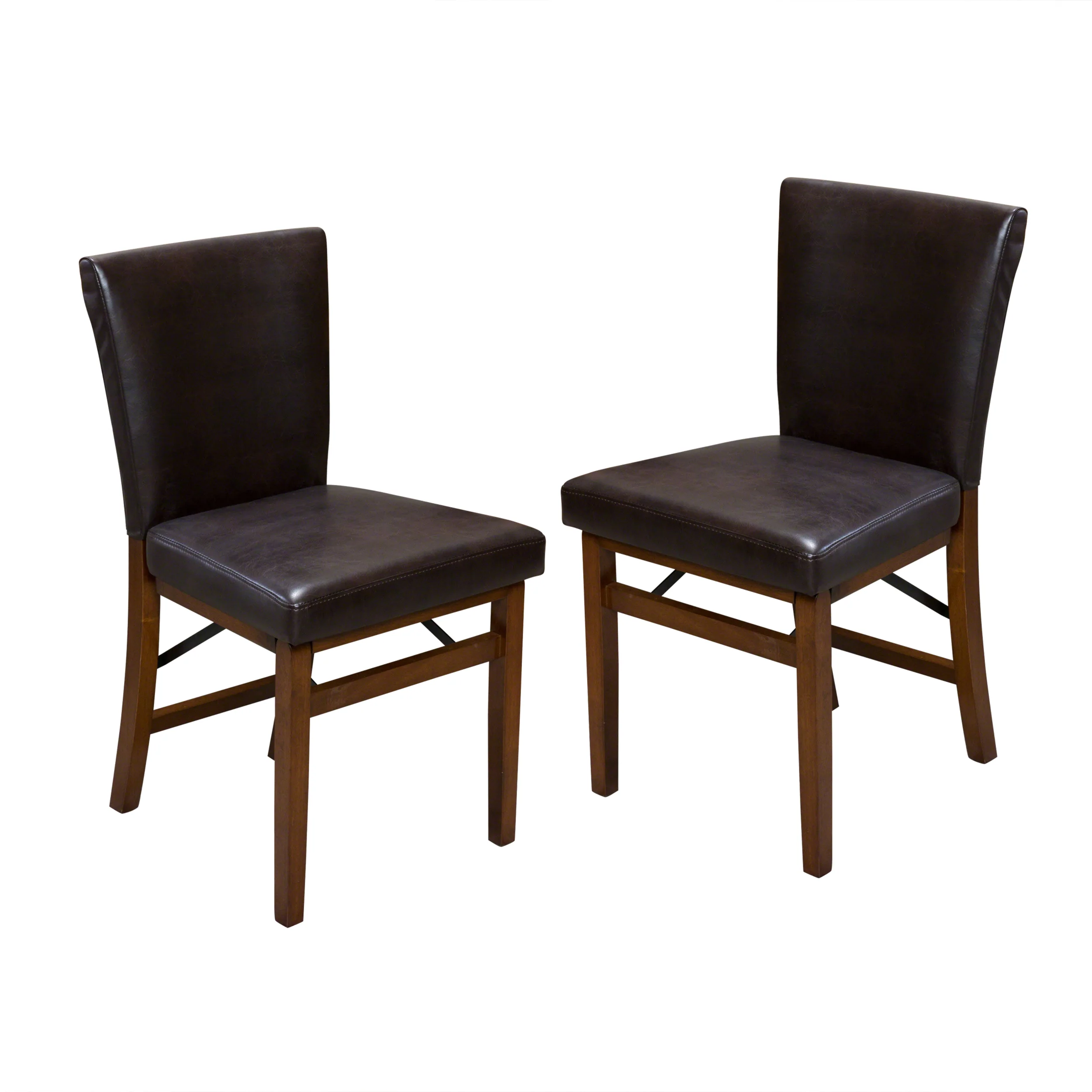 Rosalynn Brown Leather Folding Dining Chairs (Set of 2) - furnishings