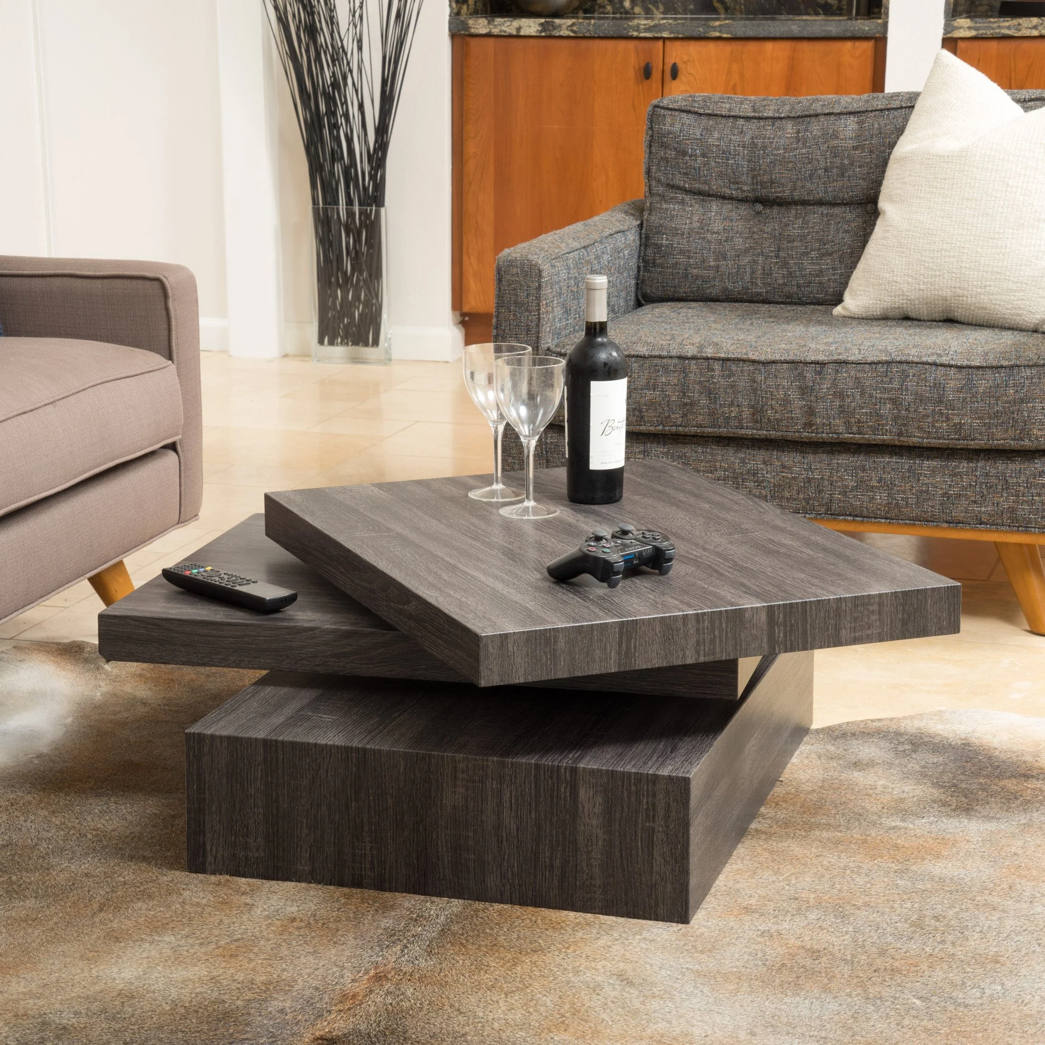 Haring Square Rotating Wood Coffee Table - furnishings