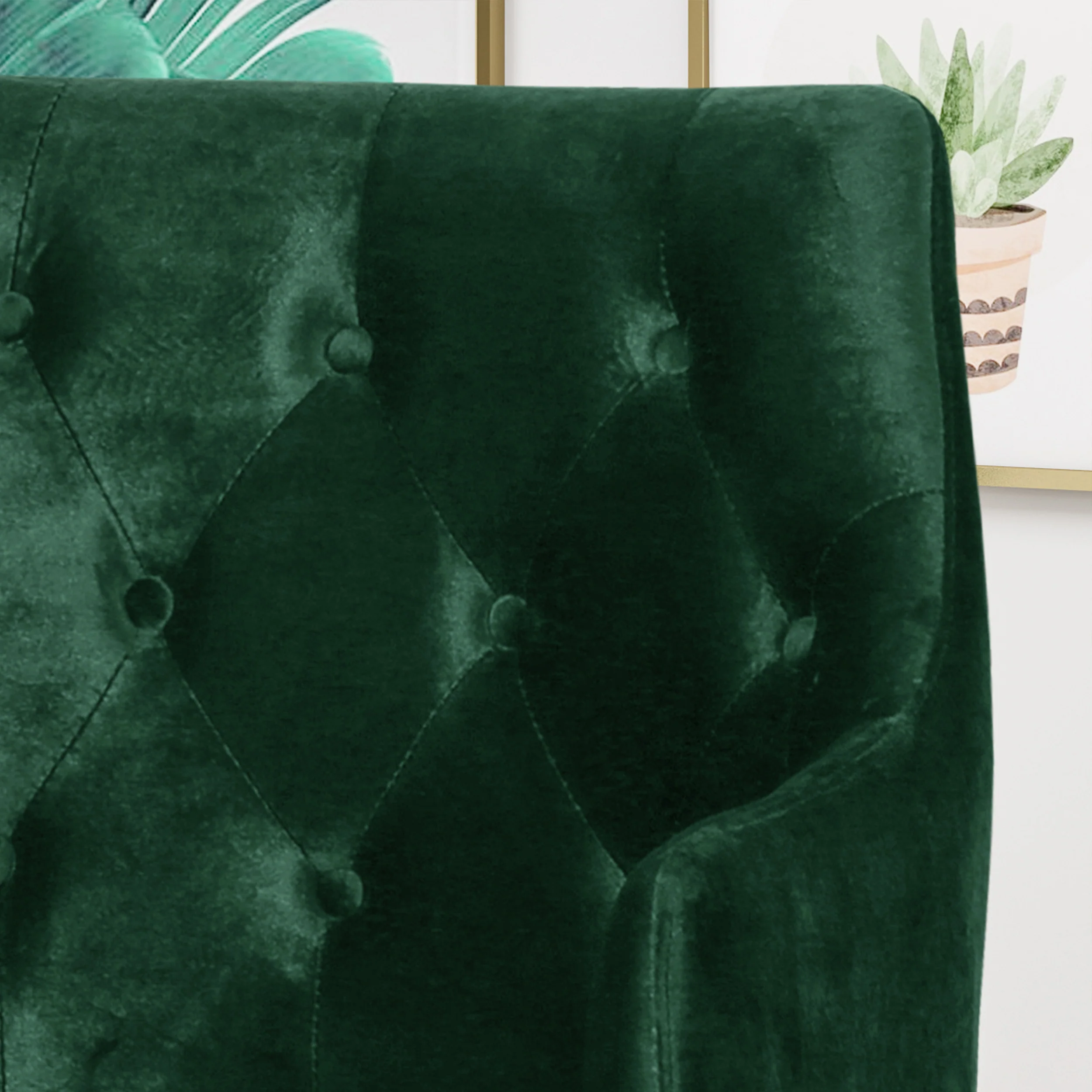 Fern Modern Tufted Glam Accent Chair with Velvet Cushions and U-Shaped Base - furnishings