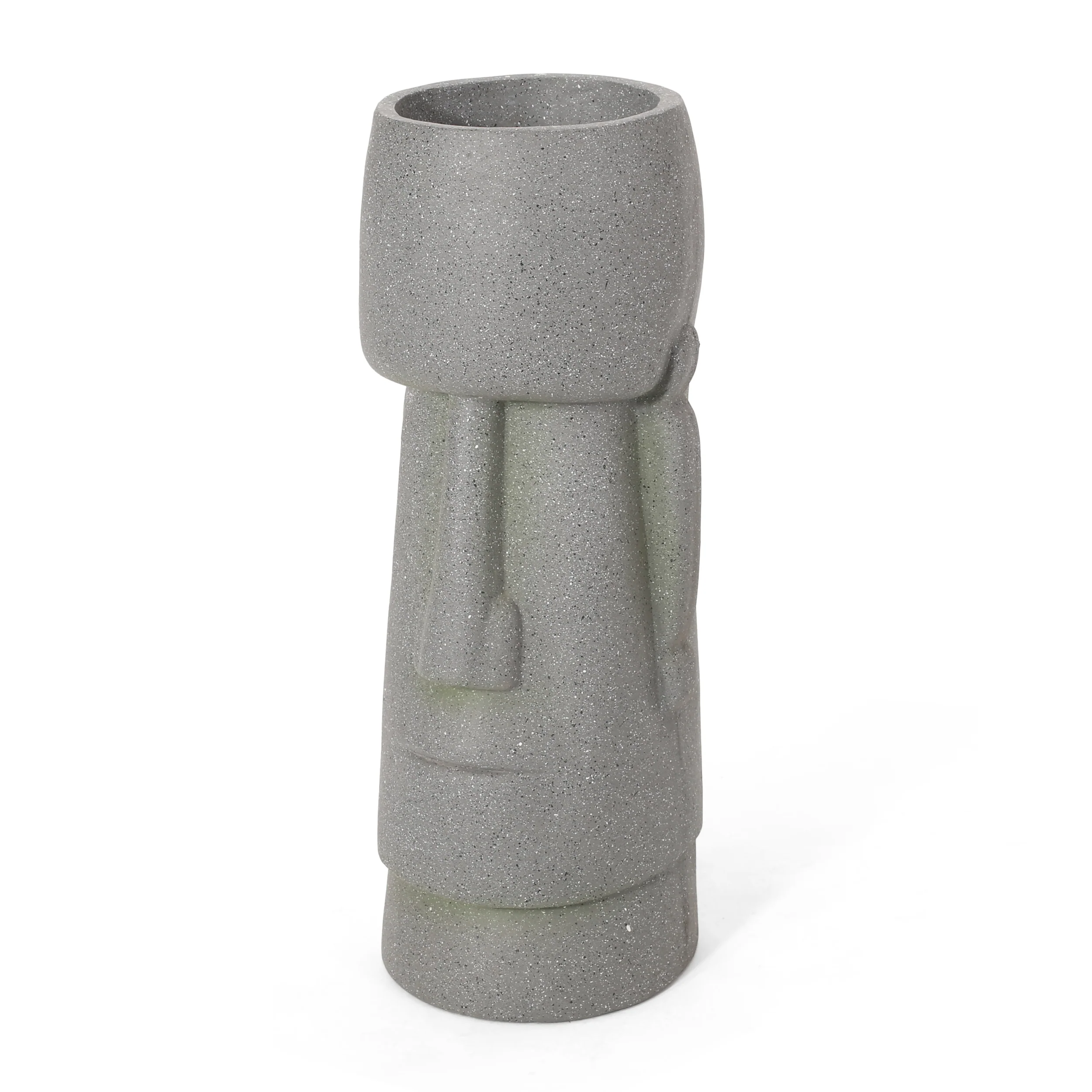 Harrod Outdoor Easter Island Statue Decorative Planter, Stone Gray - furnishings