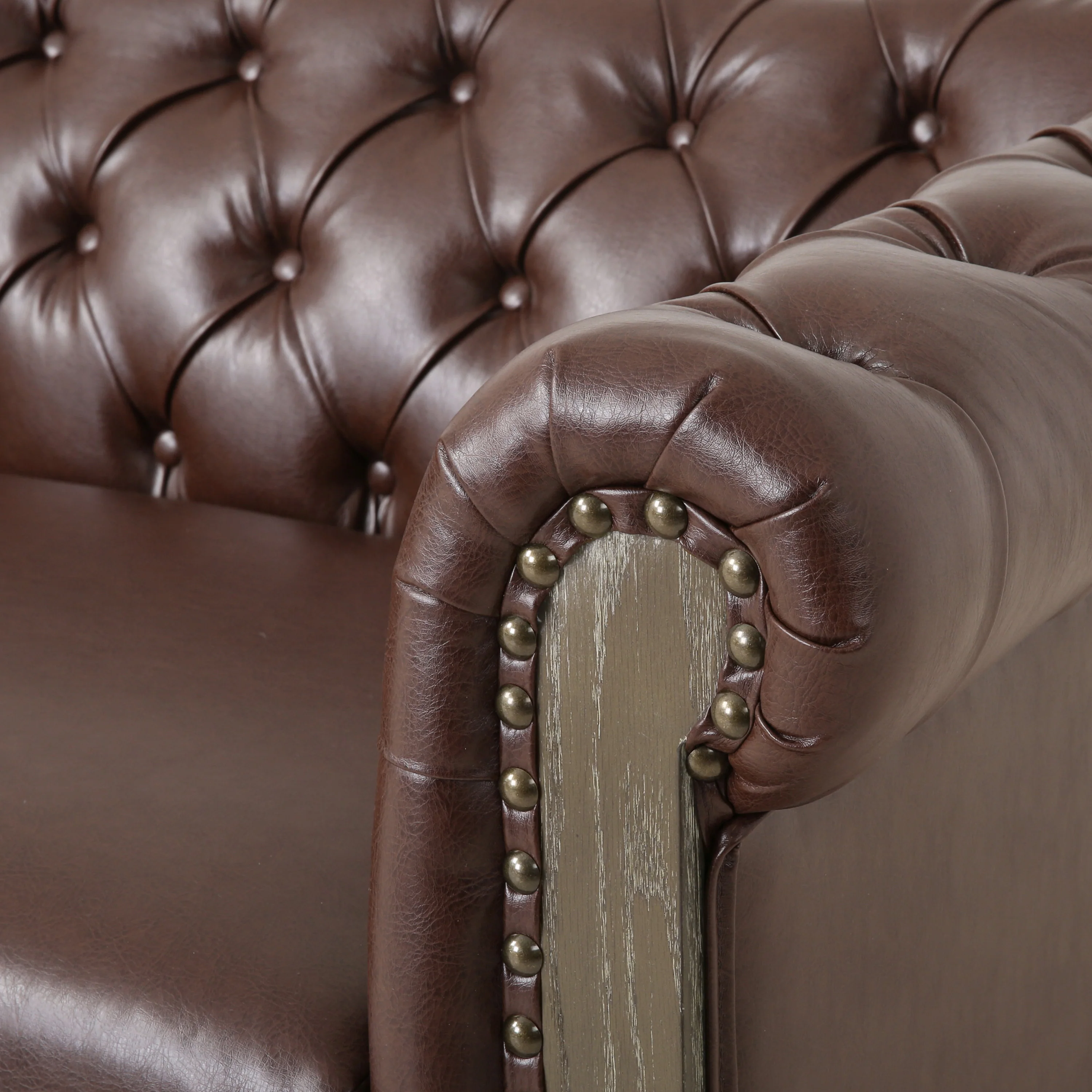 Kinzie Chesterfield Tufted 3 Seater Sofa with Nailhead Trim - furnishings