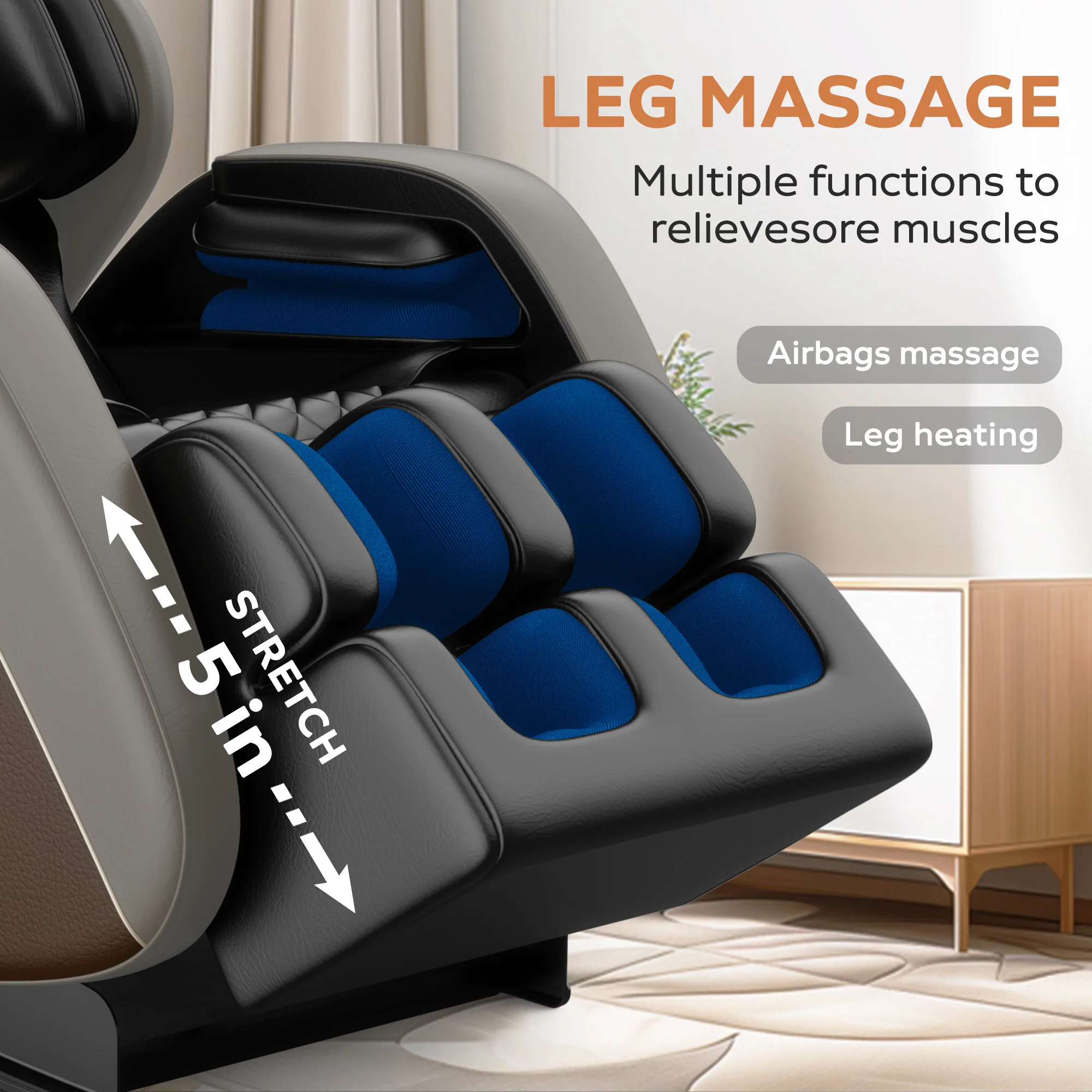 2024 Zero Gravity Full Body Massage Chair with Air Pressure, Heating, and Foot Relaxation - furnishings