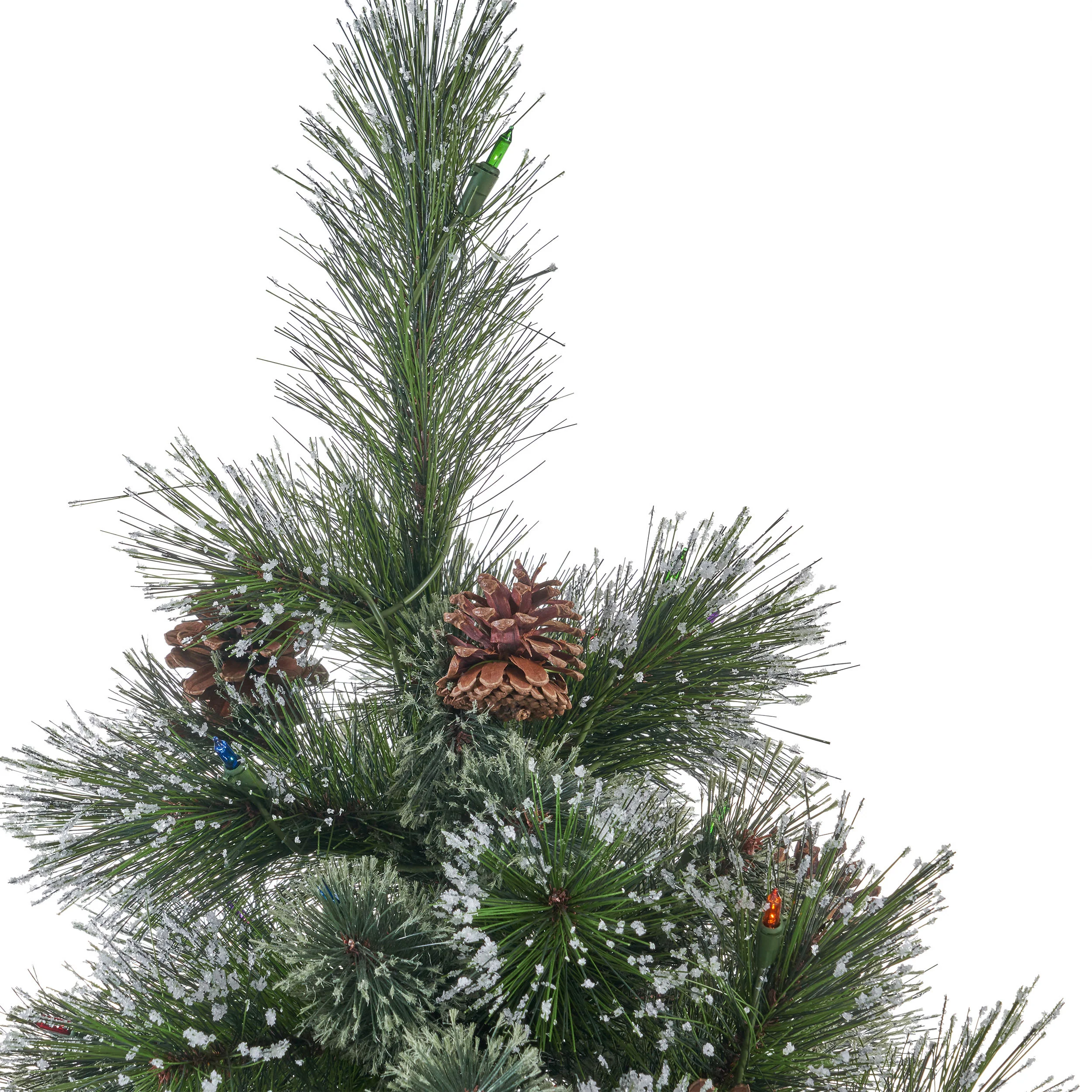 4.5-foot Cashmere Pine and Mixed Needles Hinged Artificial Christmas Tree with Snowy Branches and Pinecones - furnishings