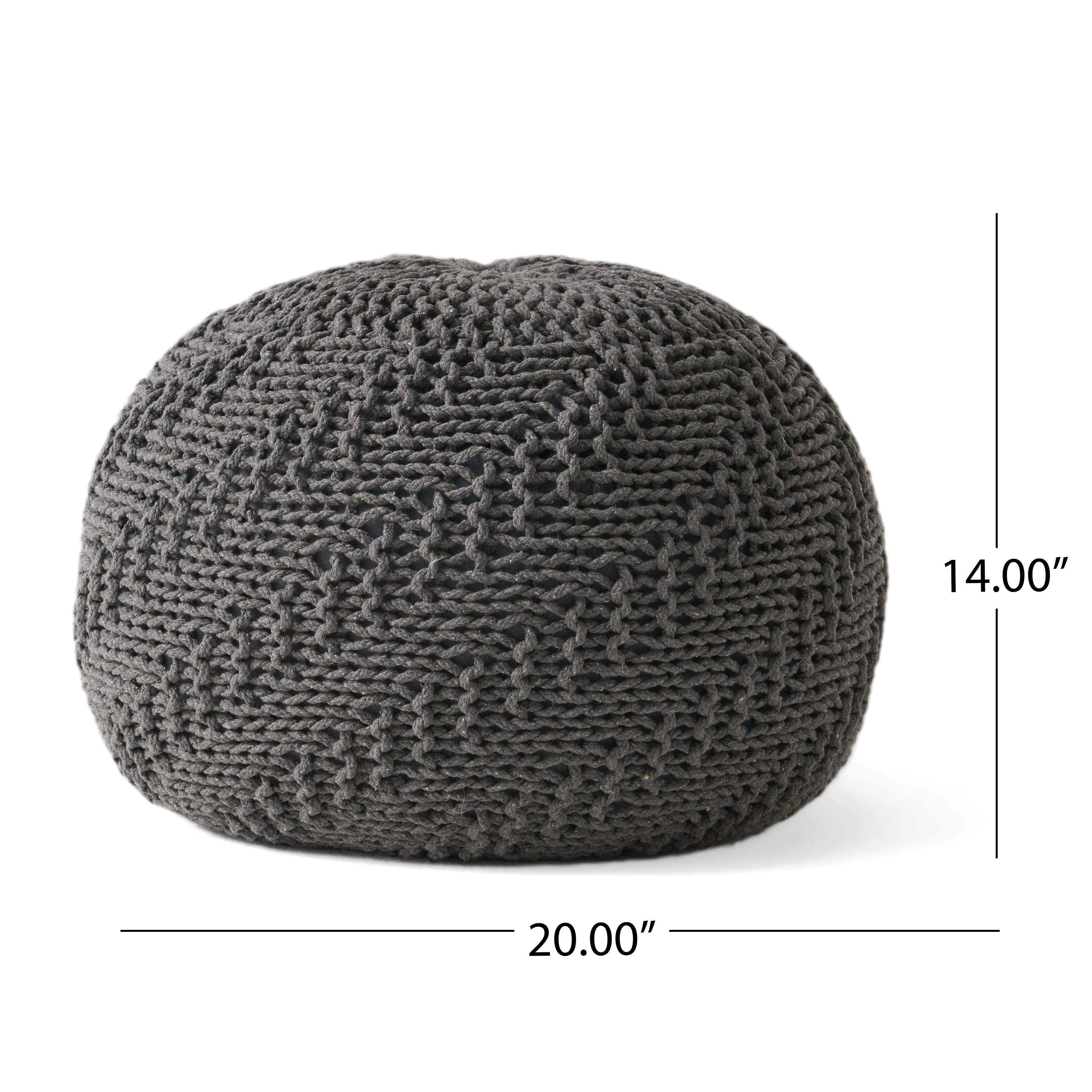 Flovilla Modern Knitted Cotton Round Pouf - furnishings
