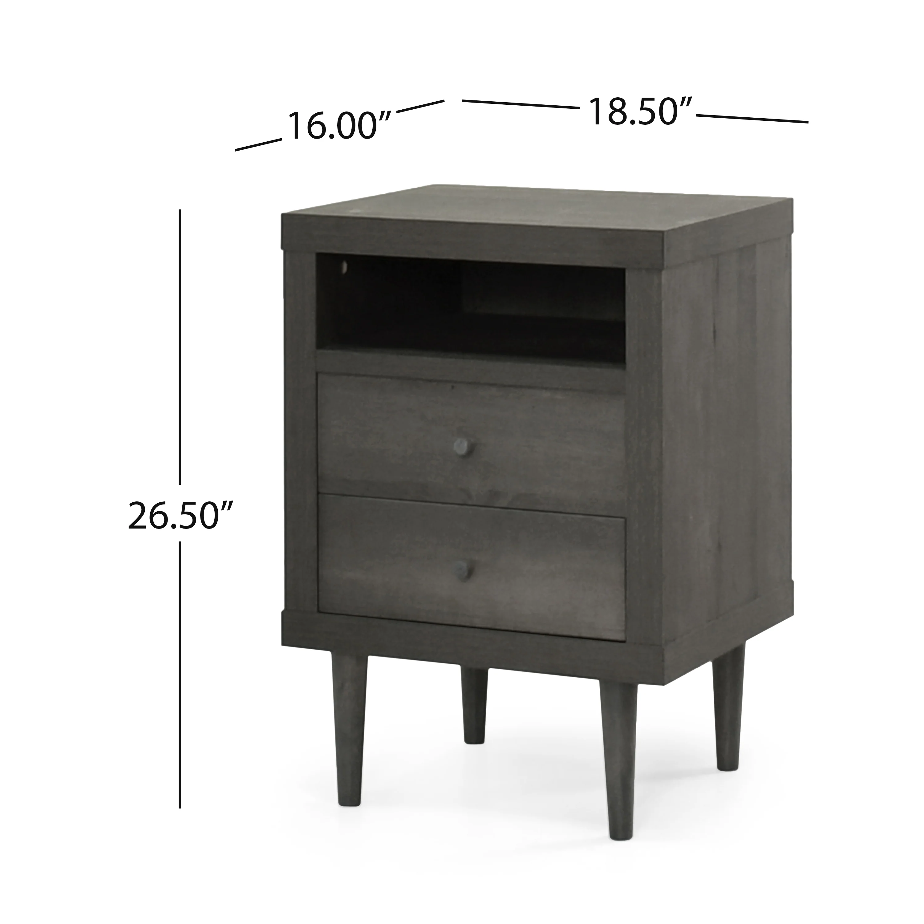 Farhart Mid Century Modern Faux Wood 2 Drawer Nightstand - furnishings
