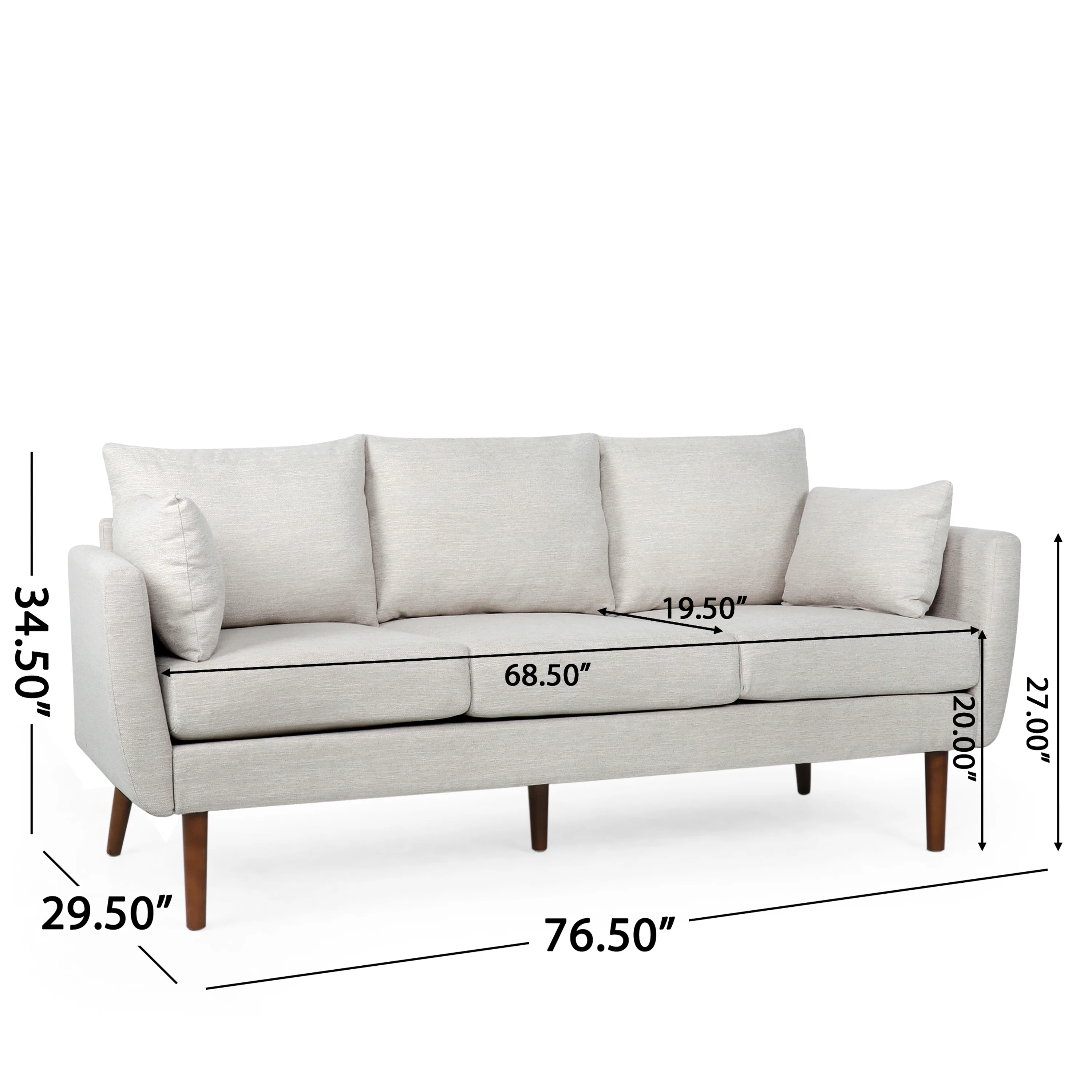 Wadleigh Contemporary Fabric Pillow Back 3 Seater Sofa - furnishings