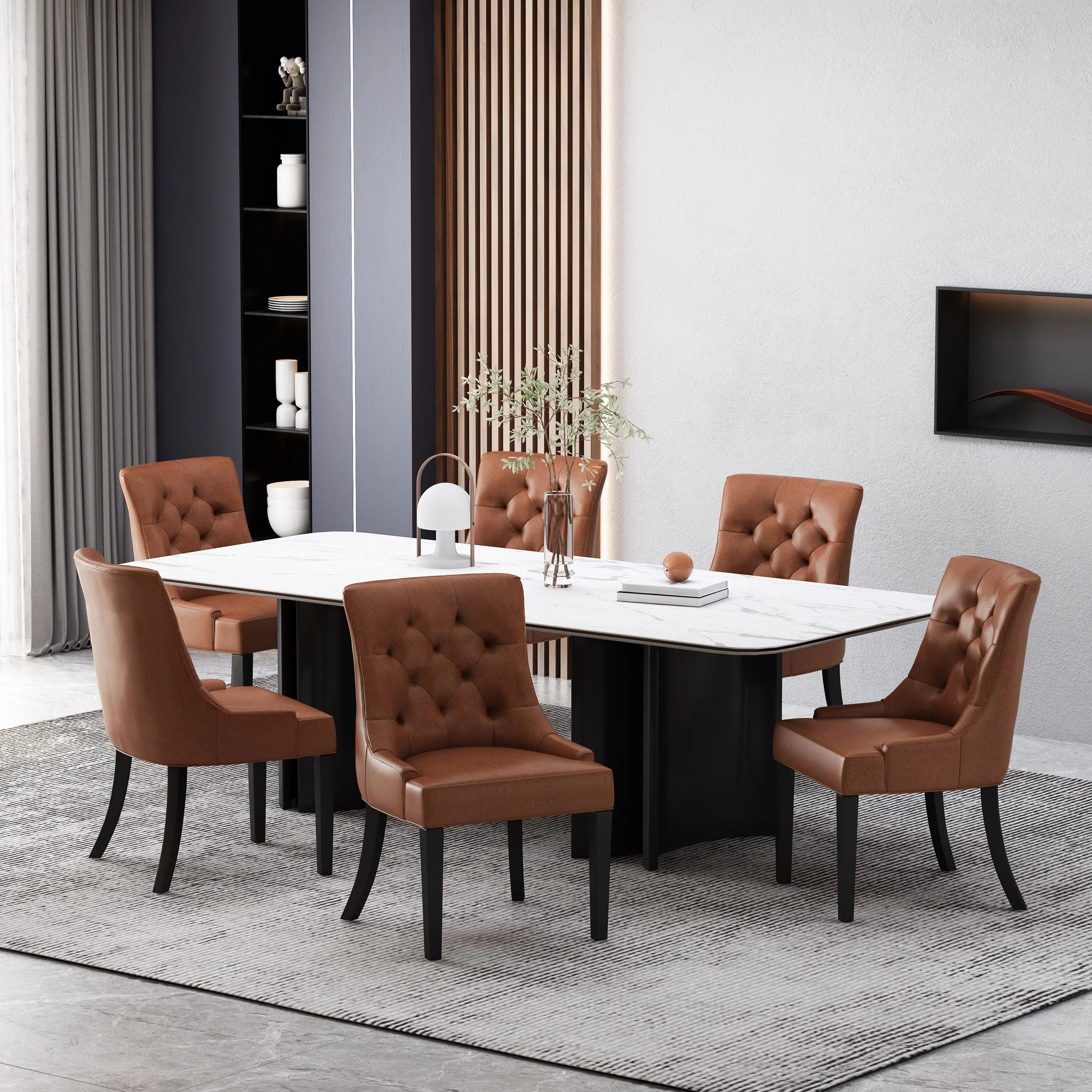 Maggie Contemporary Tufted Dining Chairs, Set of 6 - furnishings