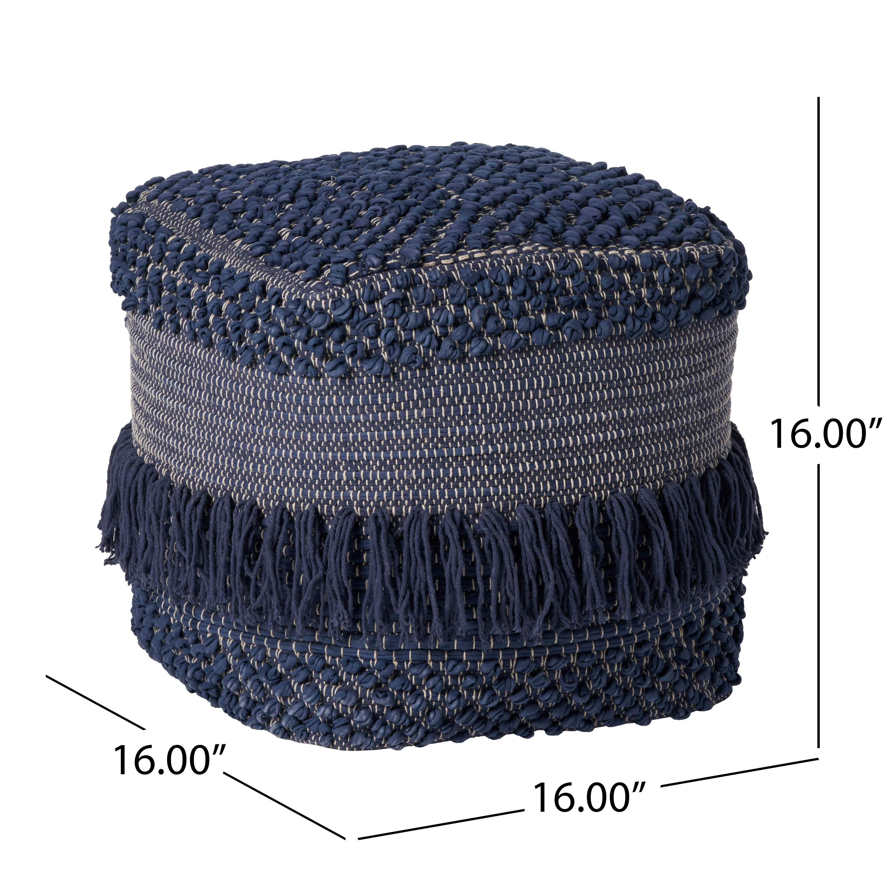 Naholo Boho Handcrafted Fabric Cube Pouf - furnishings