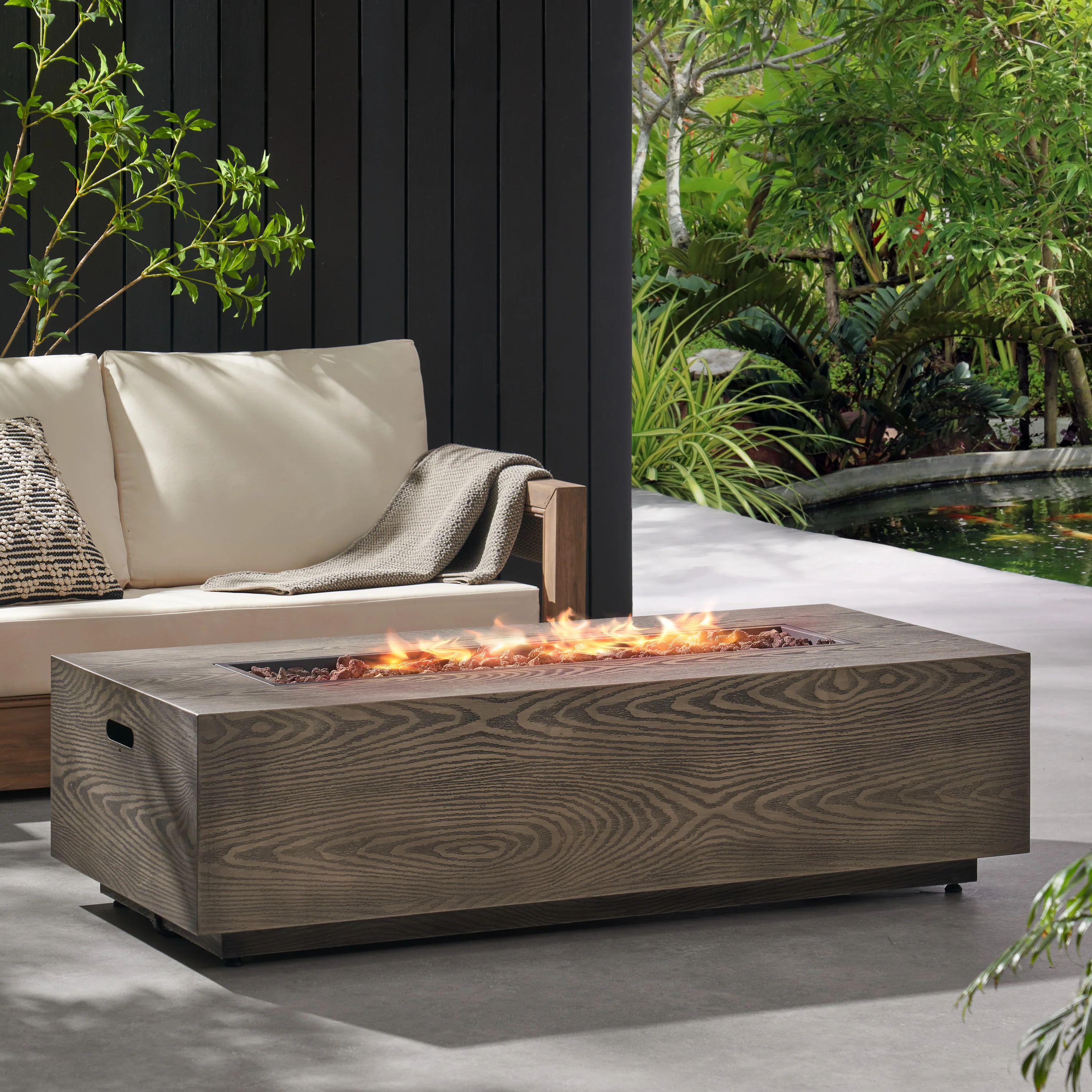 Hearth Outdoor 50,000 BTU Iron Rectangular Fire Pit (No Tank Holder) - furnishings