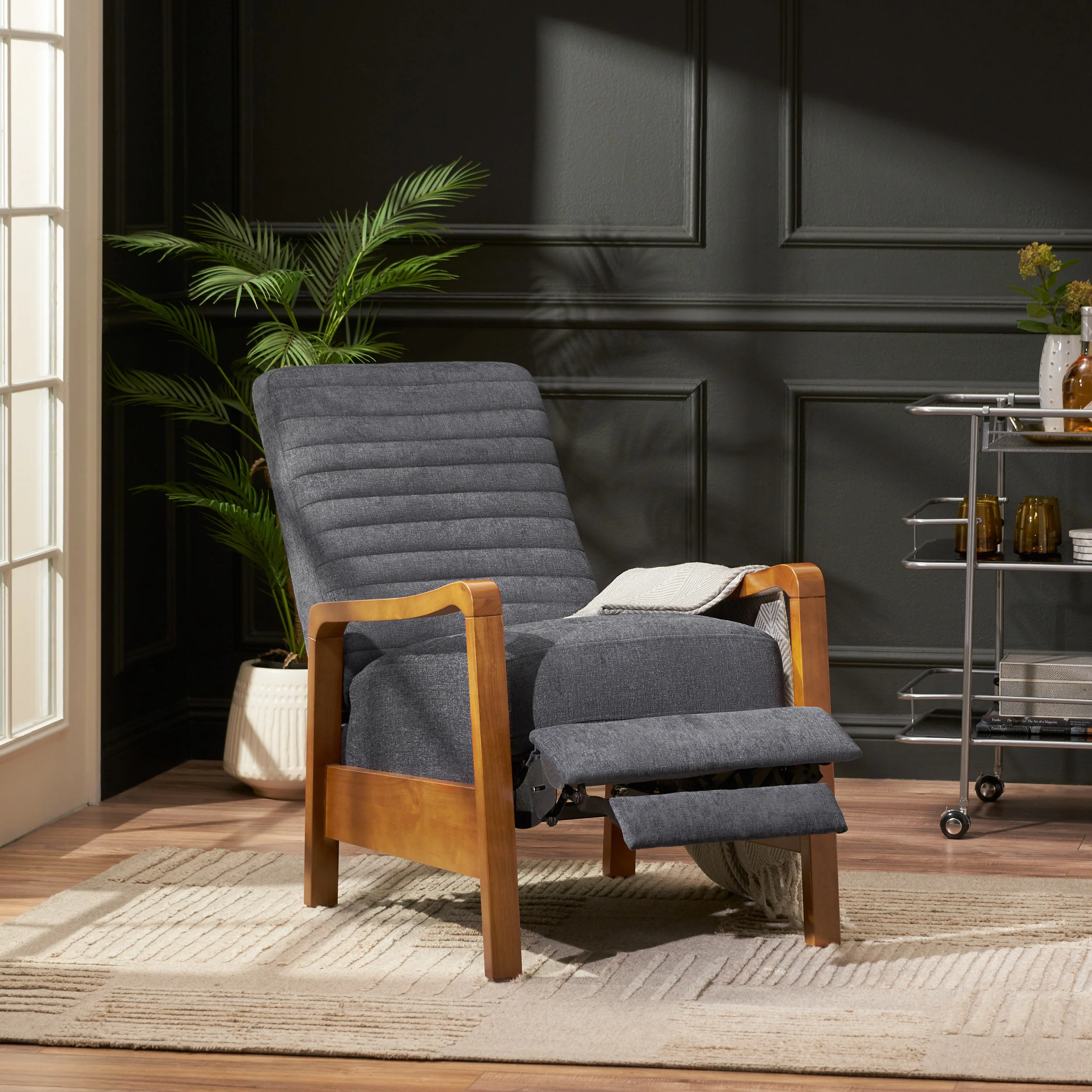 Neihart Contemporary Fabric Channel Stitch Pushback Recliner - furnishings