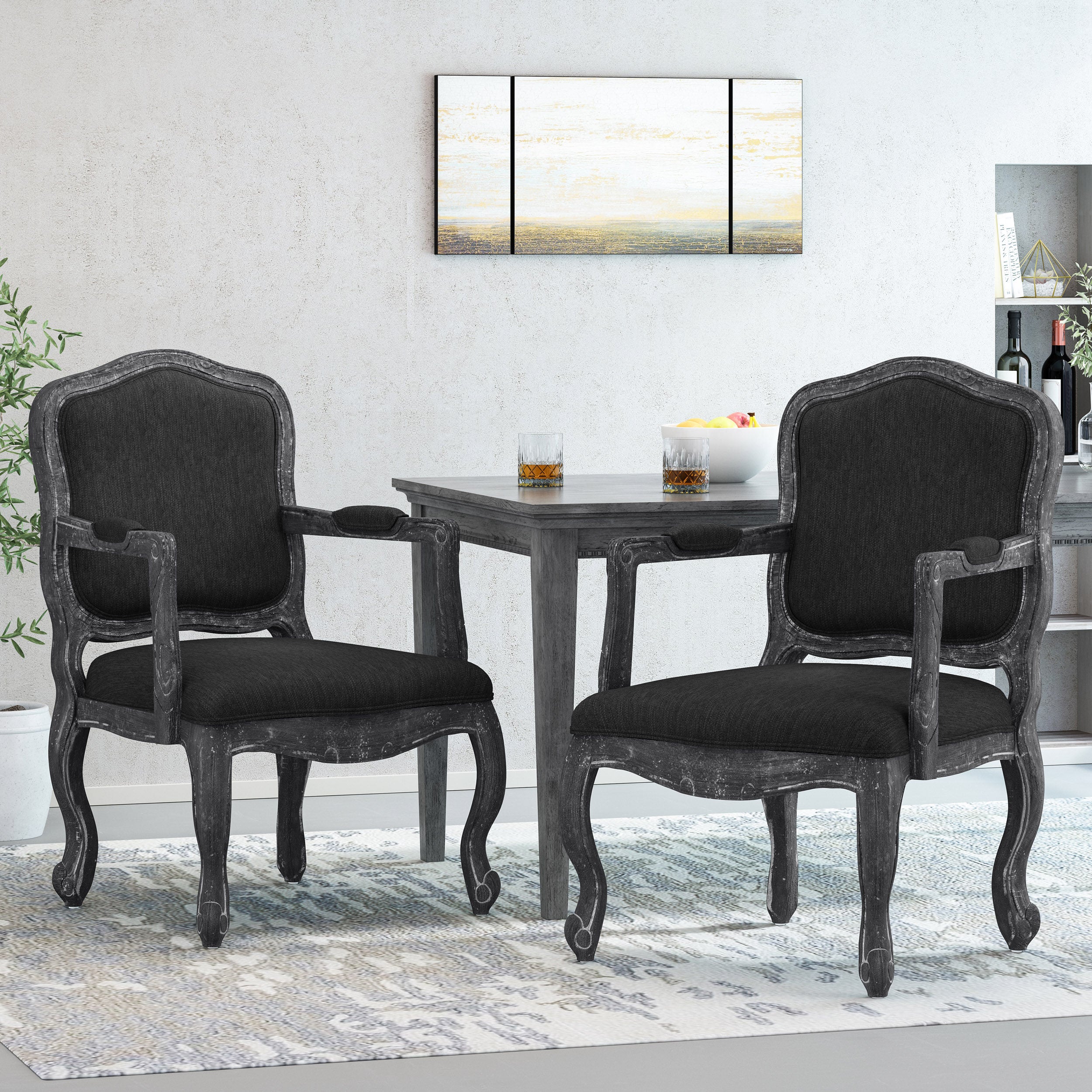 Stene French Country Wood Upholstered Dining Armchair - furnishings