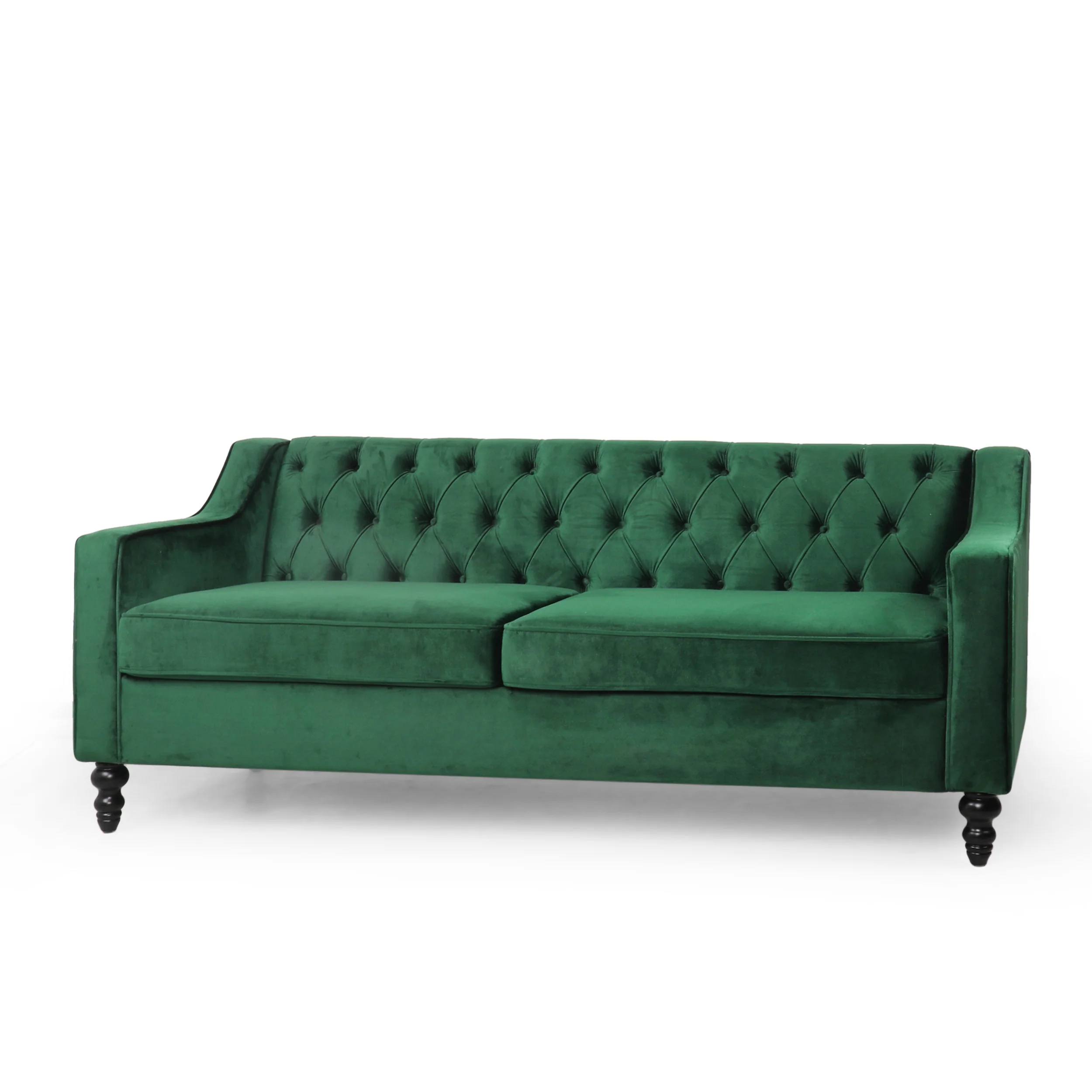 Jameer Modern Glam Tufted Velvet 3 Seater Sofa - furnishings