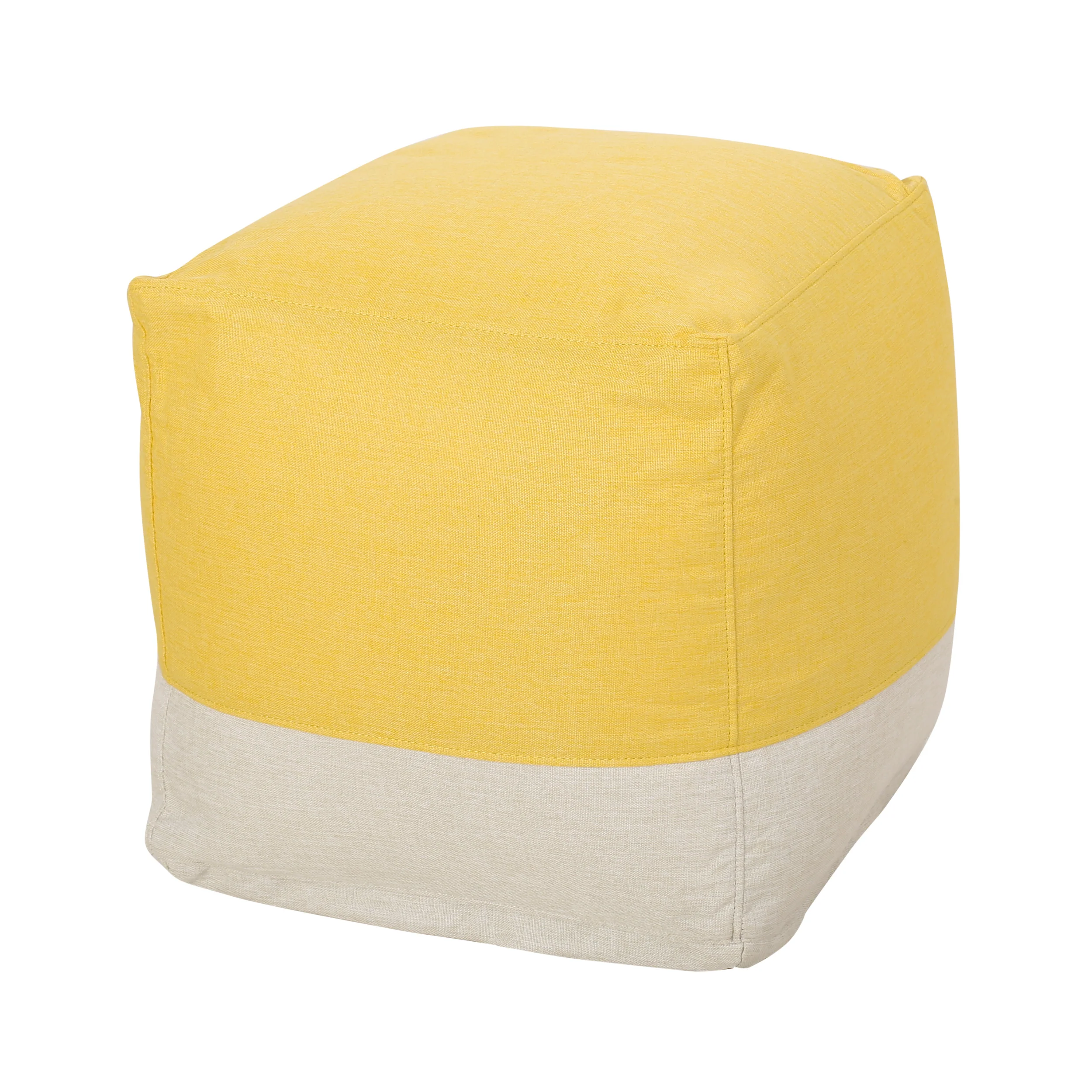 Punjab Tattnall Contemporary Two Tone Fabric Cube Pouf - furnishings