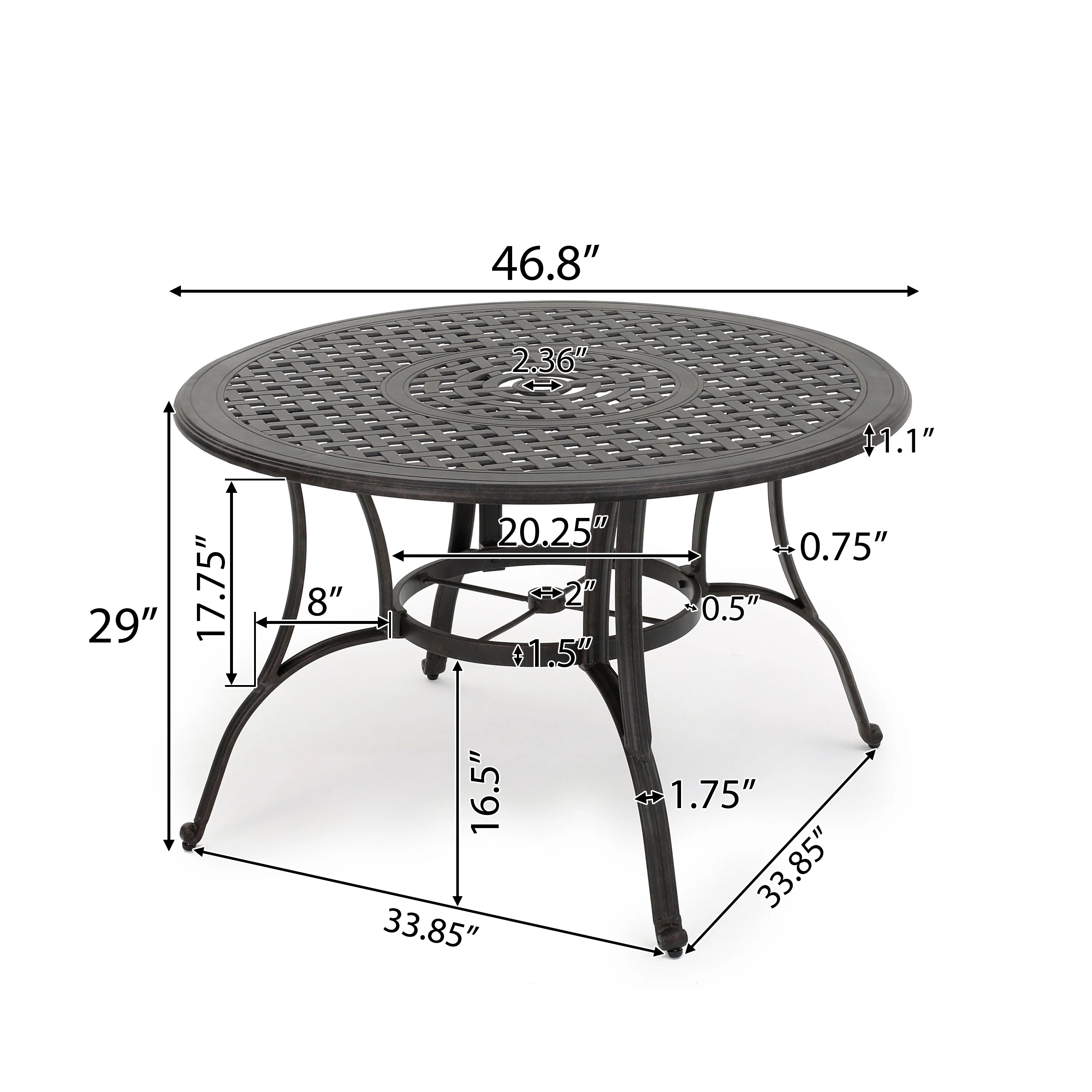 Calandra Outdoor 5 Piece Bronze Cast Aluminum Circular Dining Set - furnishings