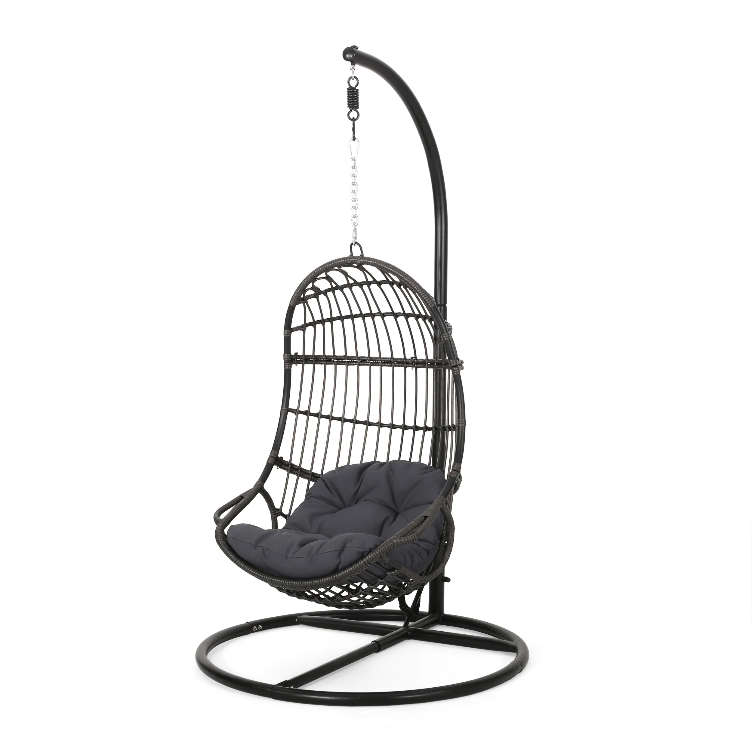 Perry Outdoor Wicker Hanging Nest Chair with Stand - furnishings