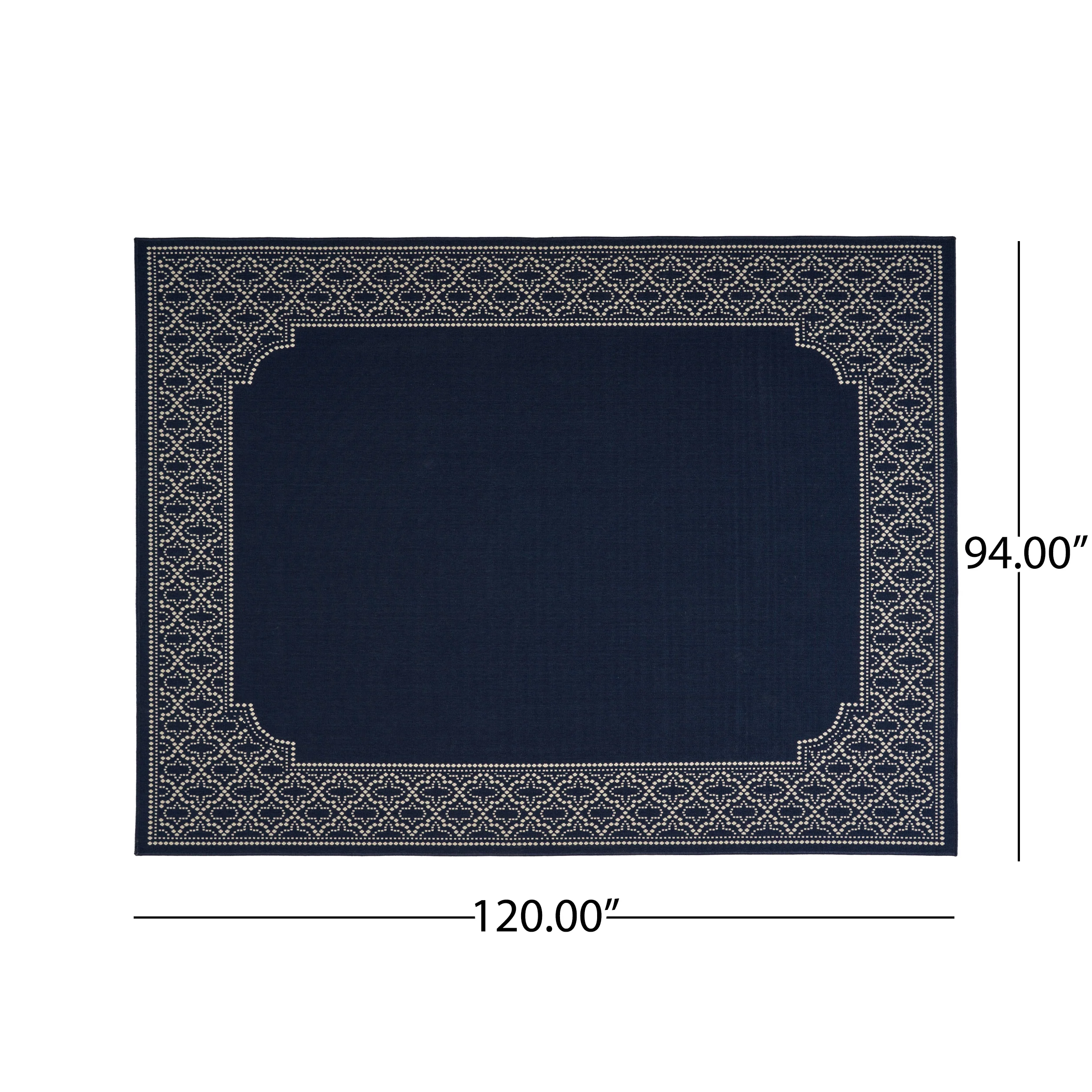 Madeline Outdoor Border Area Rug, Navy and Ivory - furnishings